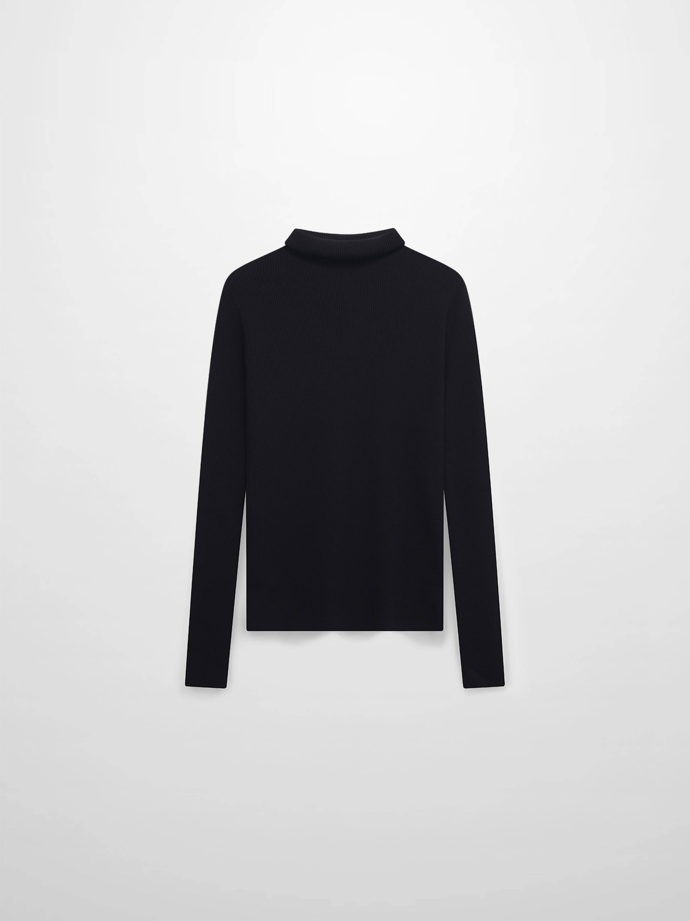 Knit Ribbed Turtleneck-Black