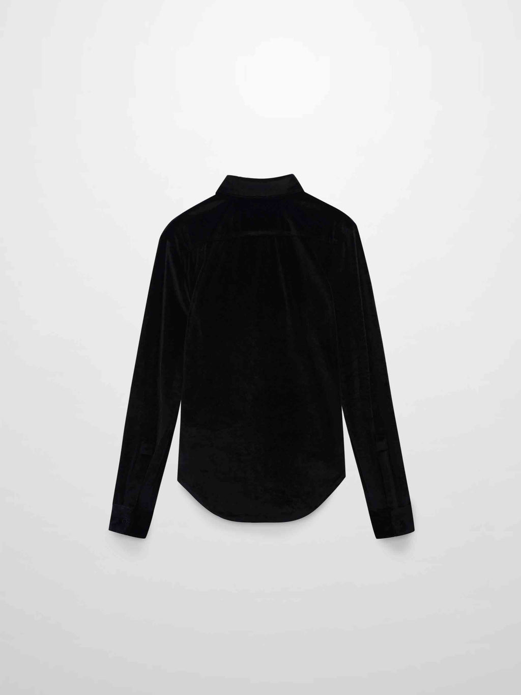 Velour Button Down Blouse-Black