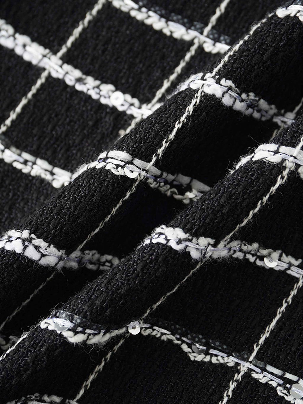 Boucle Pleat Skirt-Black and White