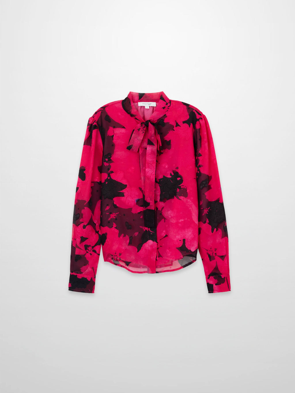 Bow Blouse-Black/Hot Pink