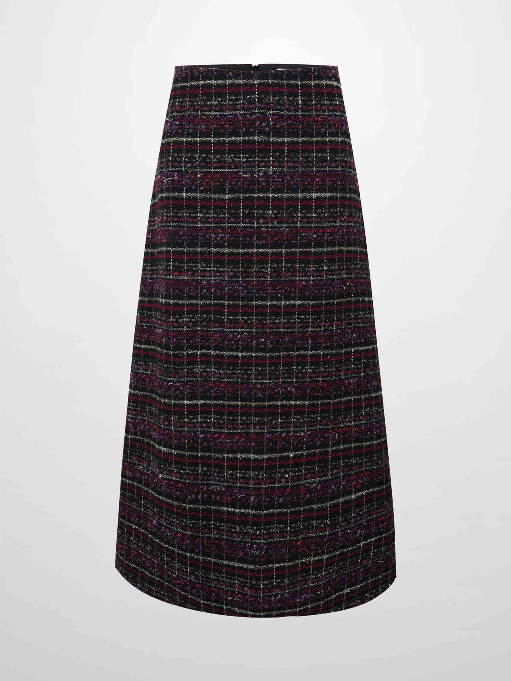 A-Line High Low Skirt-Burgundy Tweed