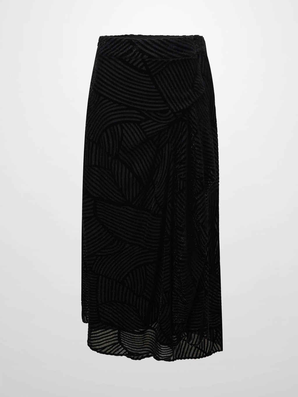 Velvet Side Overlay Skirt-Striped