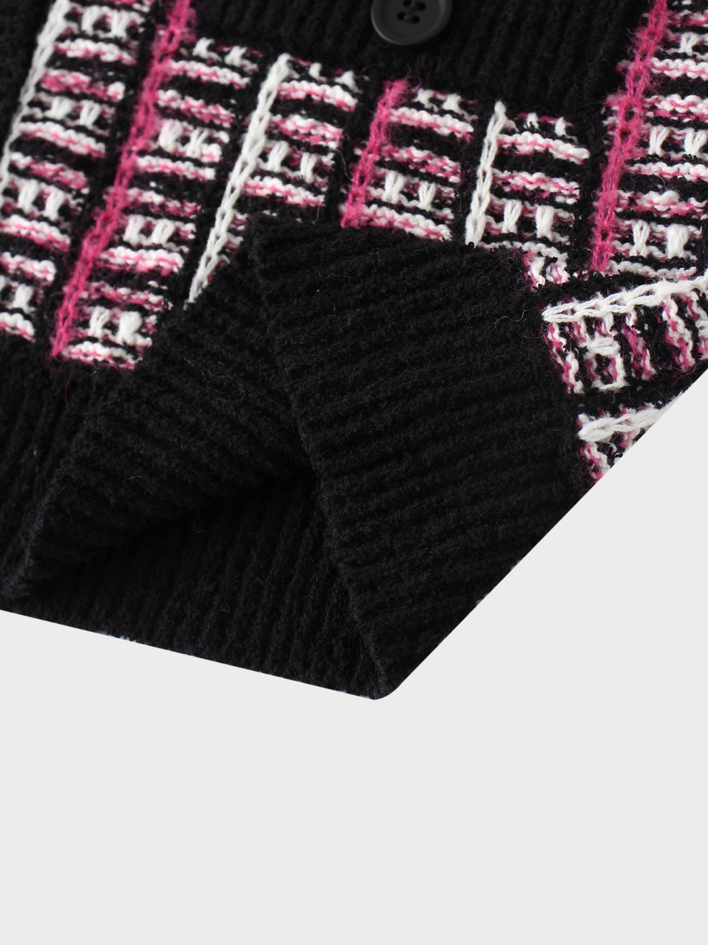 Boucle Knit Cardigan-Pink