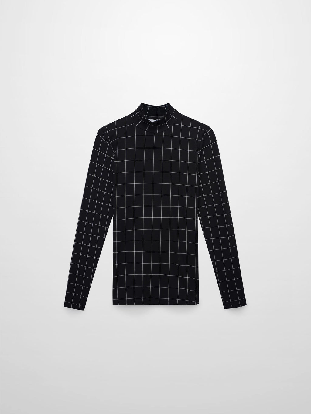 Printed Modal Turtleneck-Black Windowpane