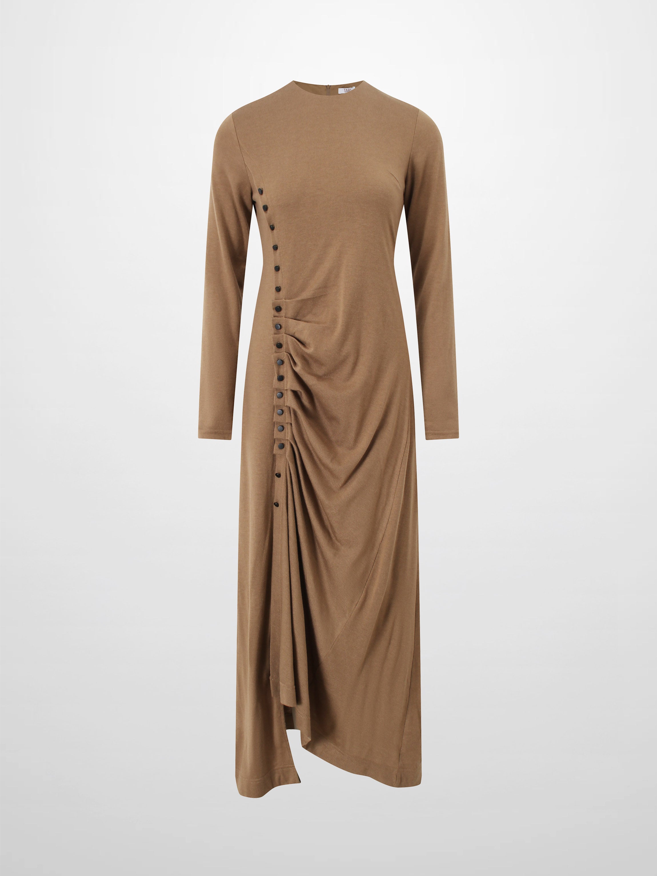 Side Shirred Button Down Knit-Camel