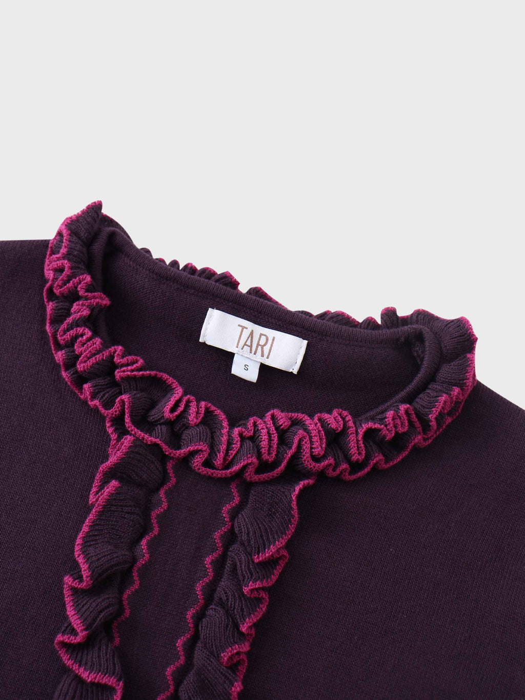 Ruffle Detail Sweater-Wine/Fuchsia