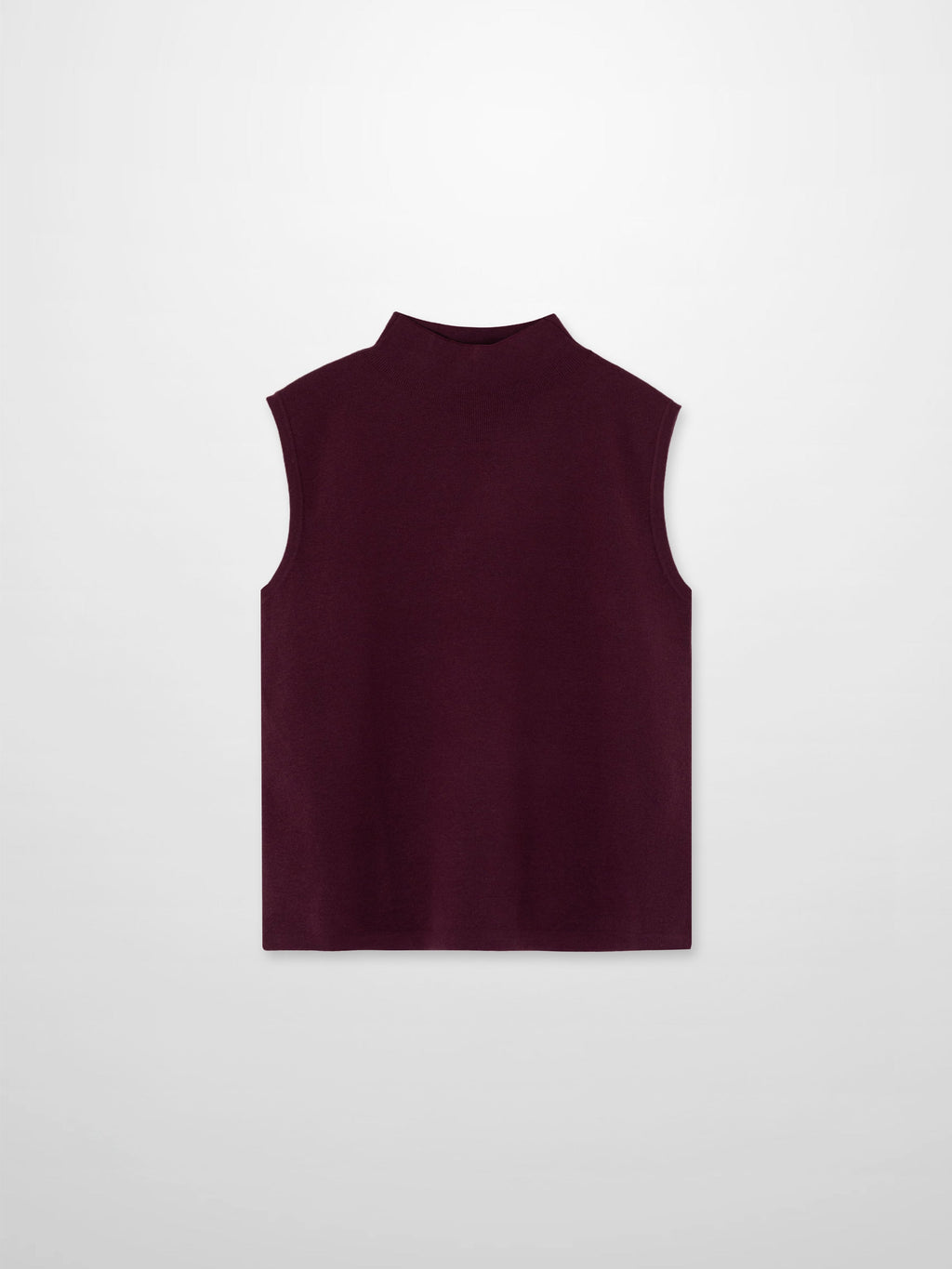 Sleeveless Mock Neck Sweater-Burgundy