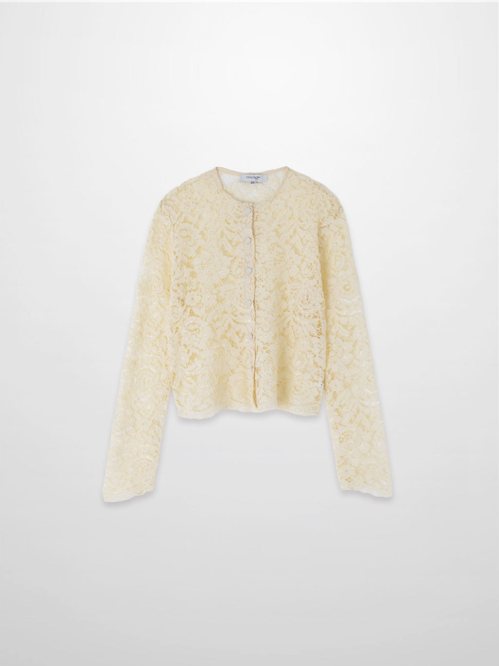 Lace Button Down Cardigan Top-Cream