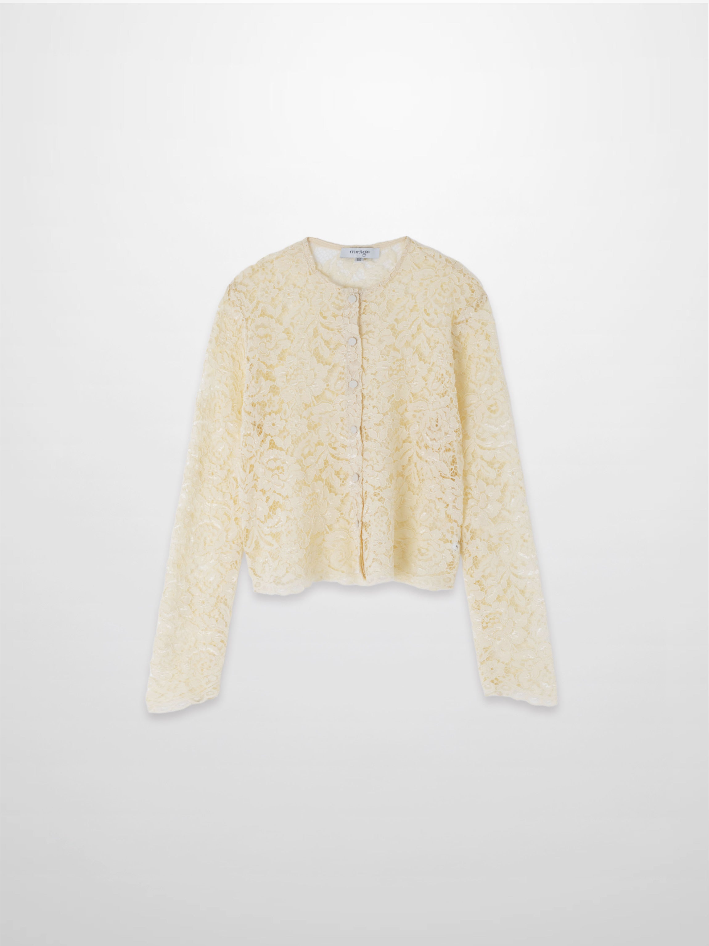 Lace Button Down Cardigan Top-Cream