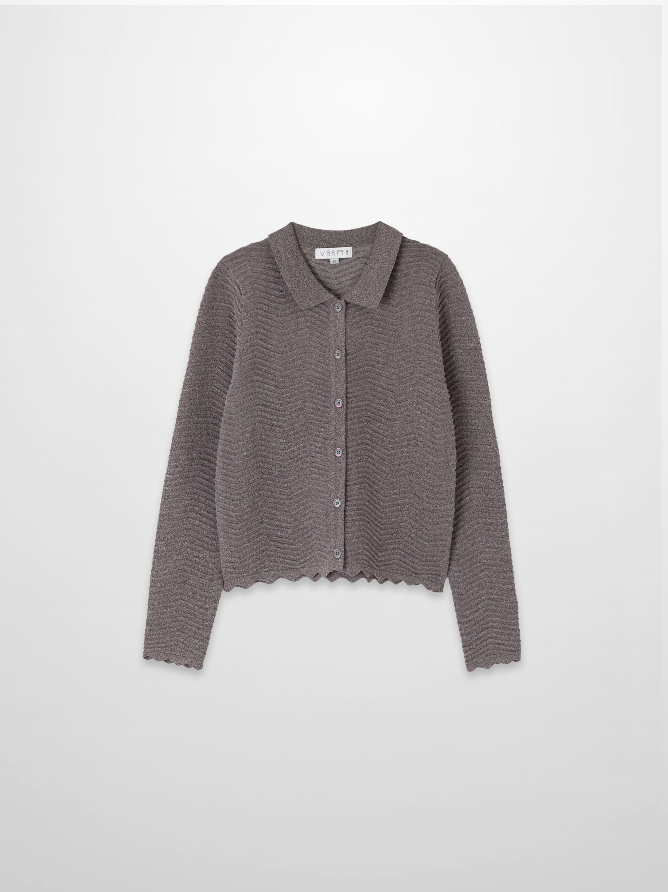 Wave Knit Cardigan-Heathered Brown