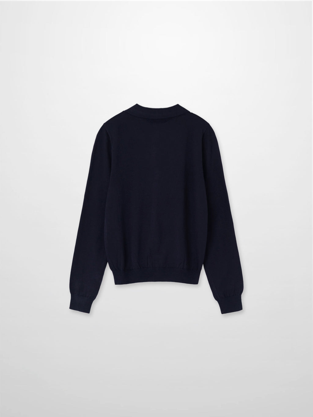 Wool Blend Collared Cardigan-Navy