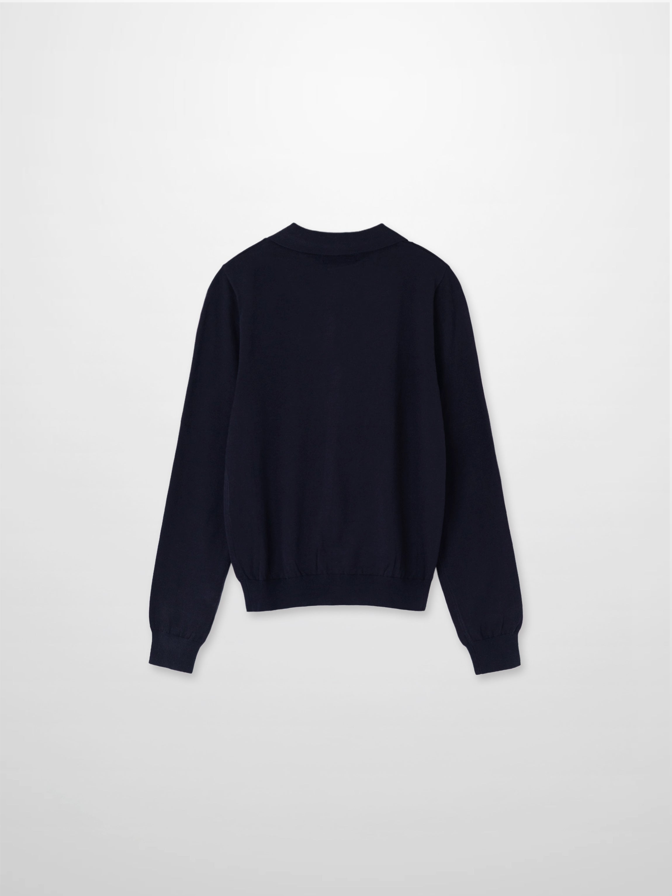Wool Blend Collared Cardigan-Navy
