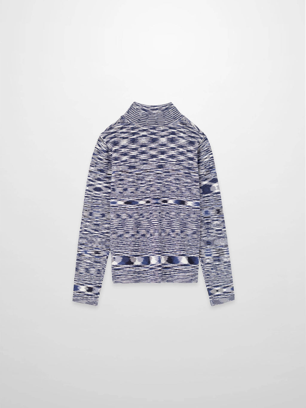 Abstract Stripe Knit Turtleneck-Navy
