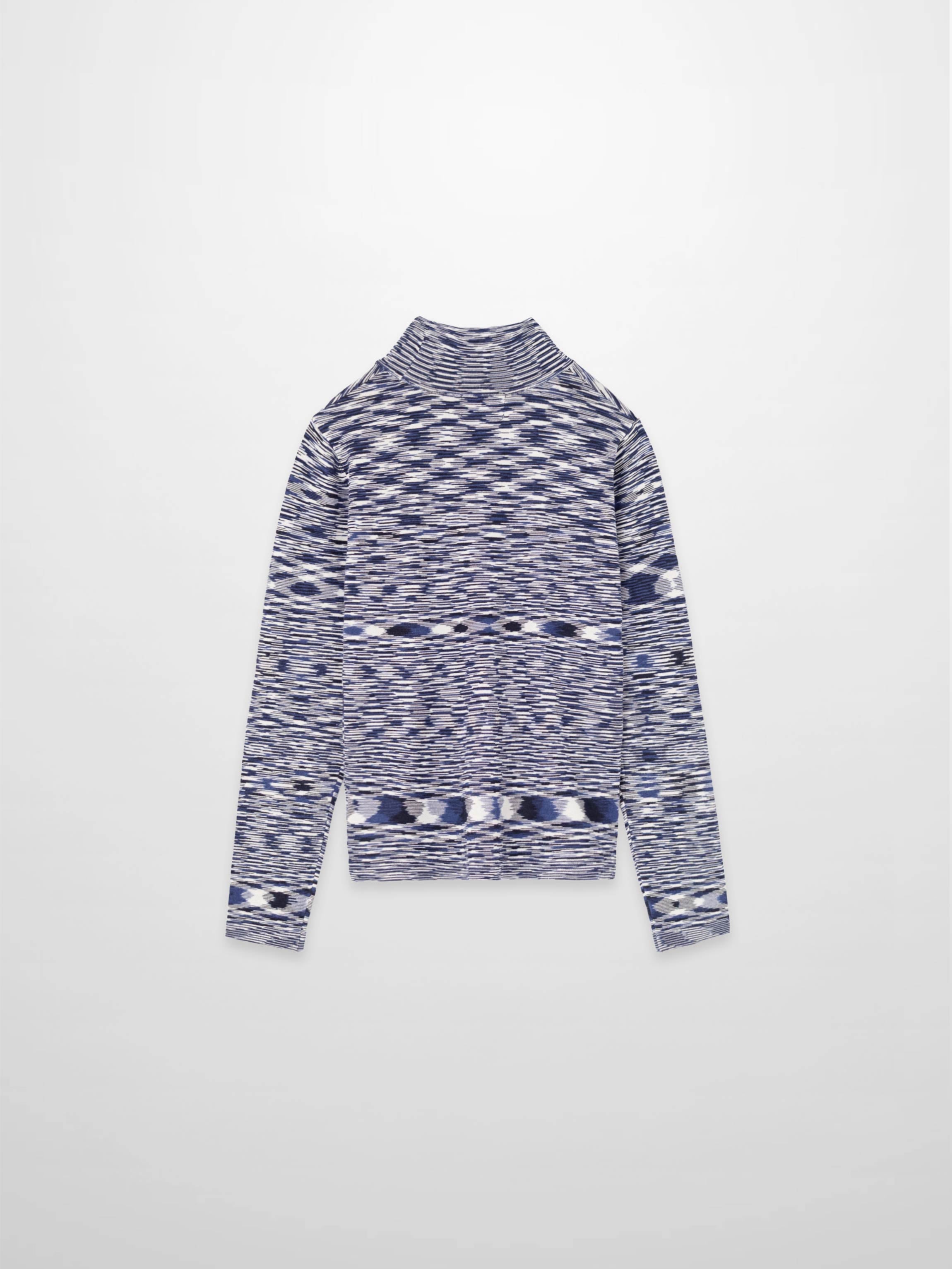Abstract Stripe Knit Turtleneck-Navy
