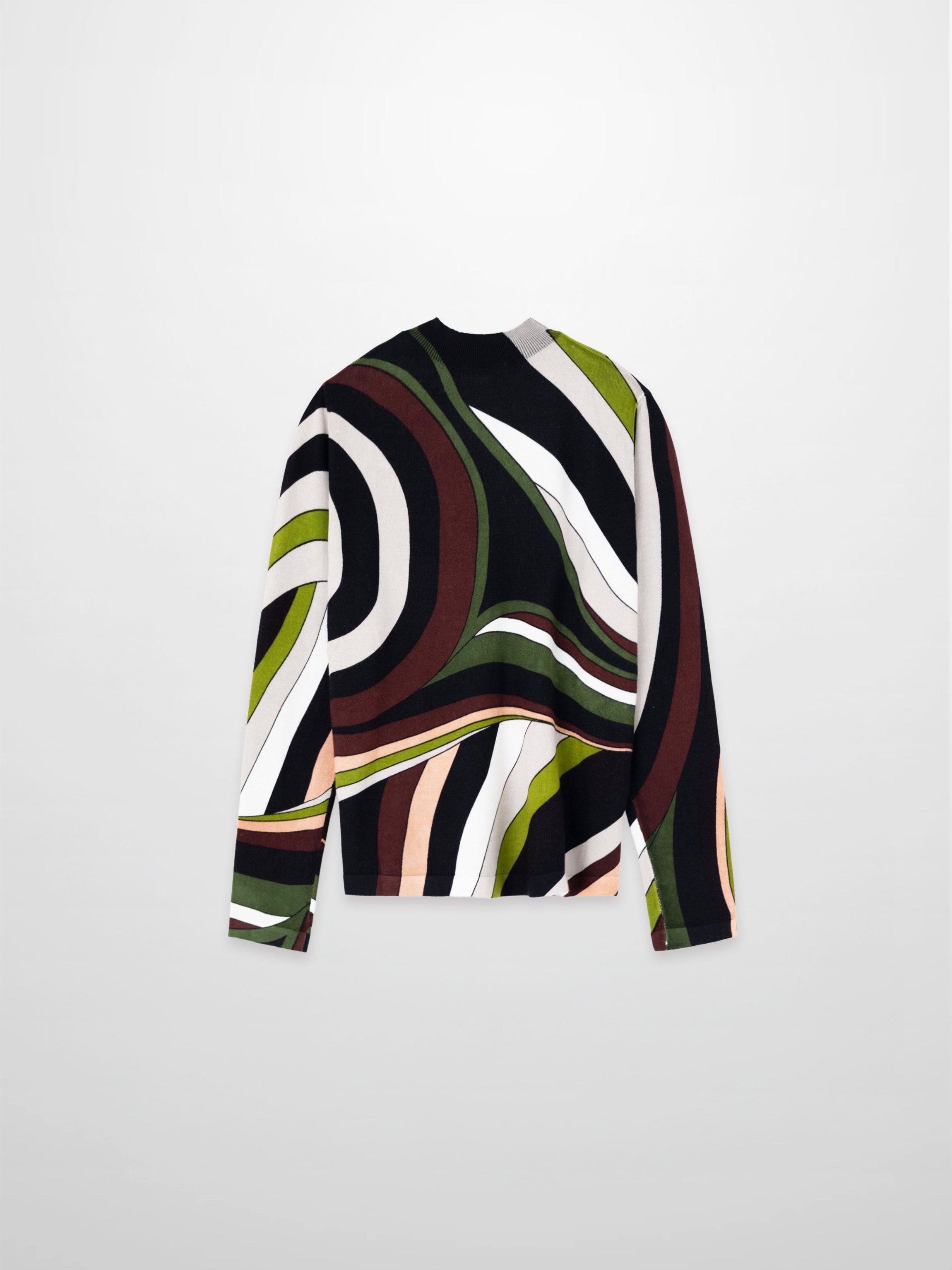 Mock Neck Sweater-Brown Swirl