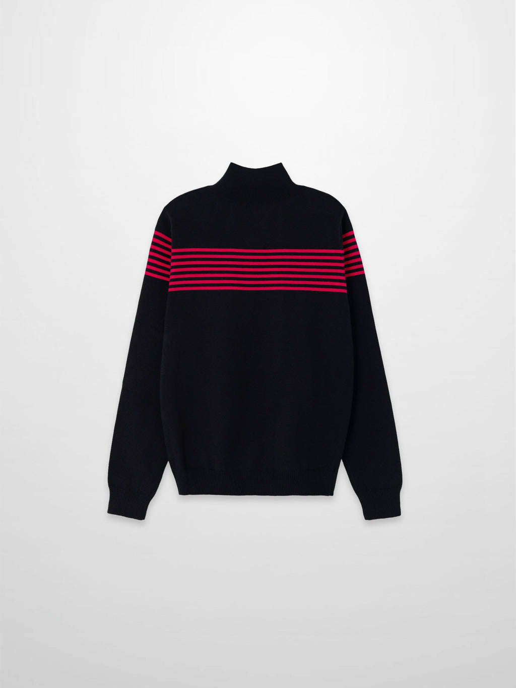 Thin Stripe Turtleneck  Sweater-Black/Hot Pink