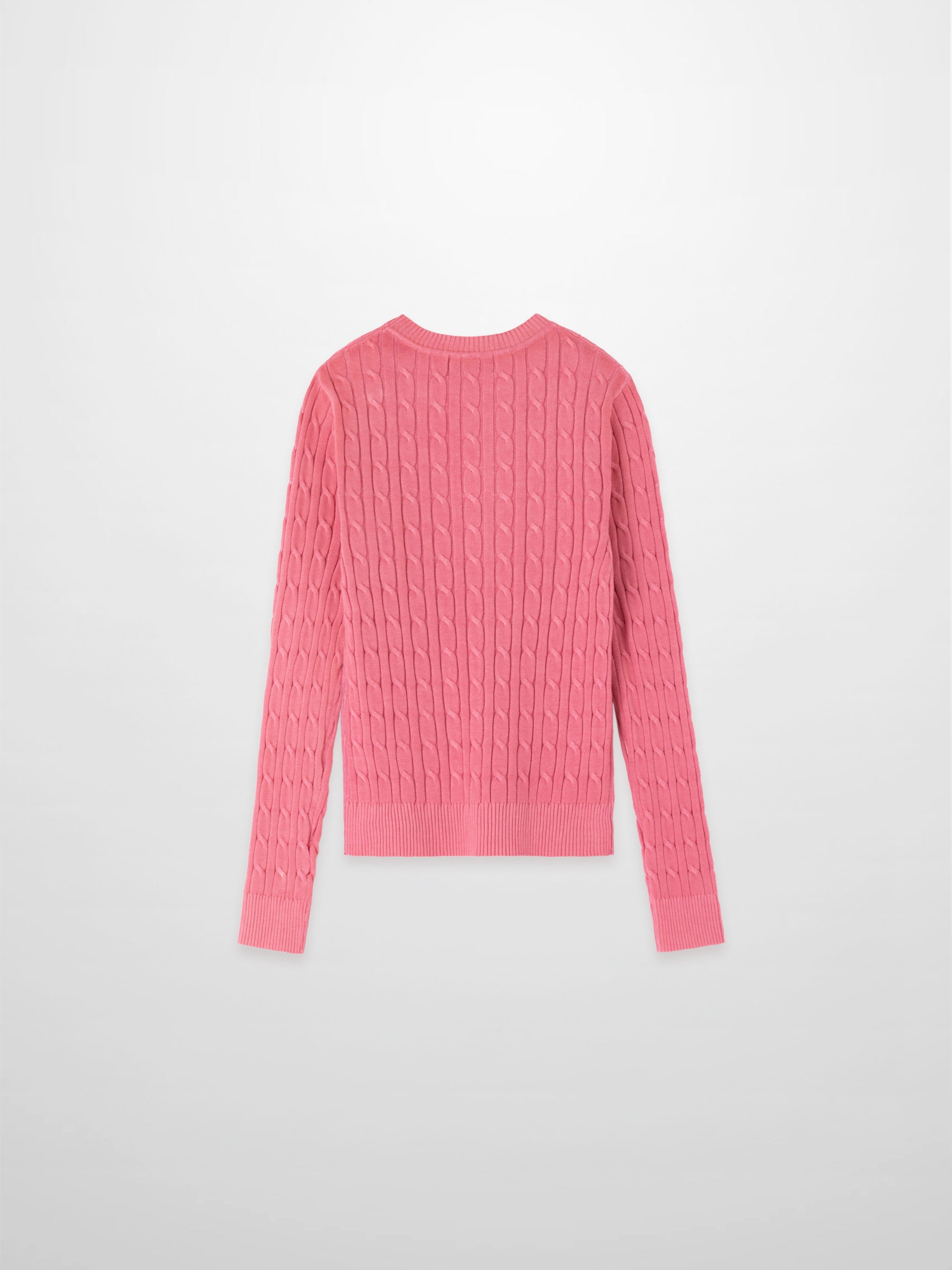 Printed Cable Sweater-Pink Flower