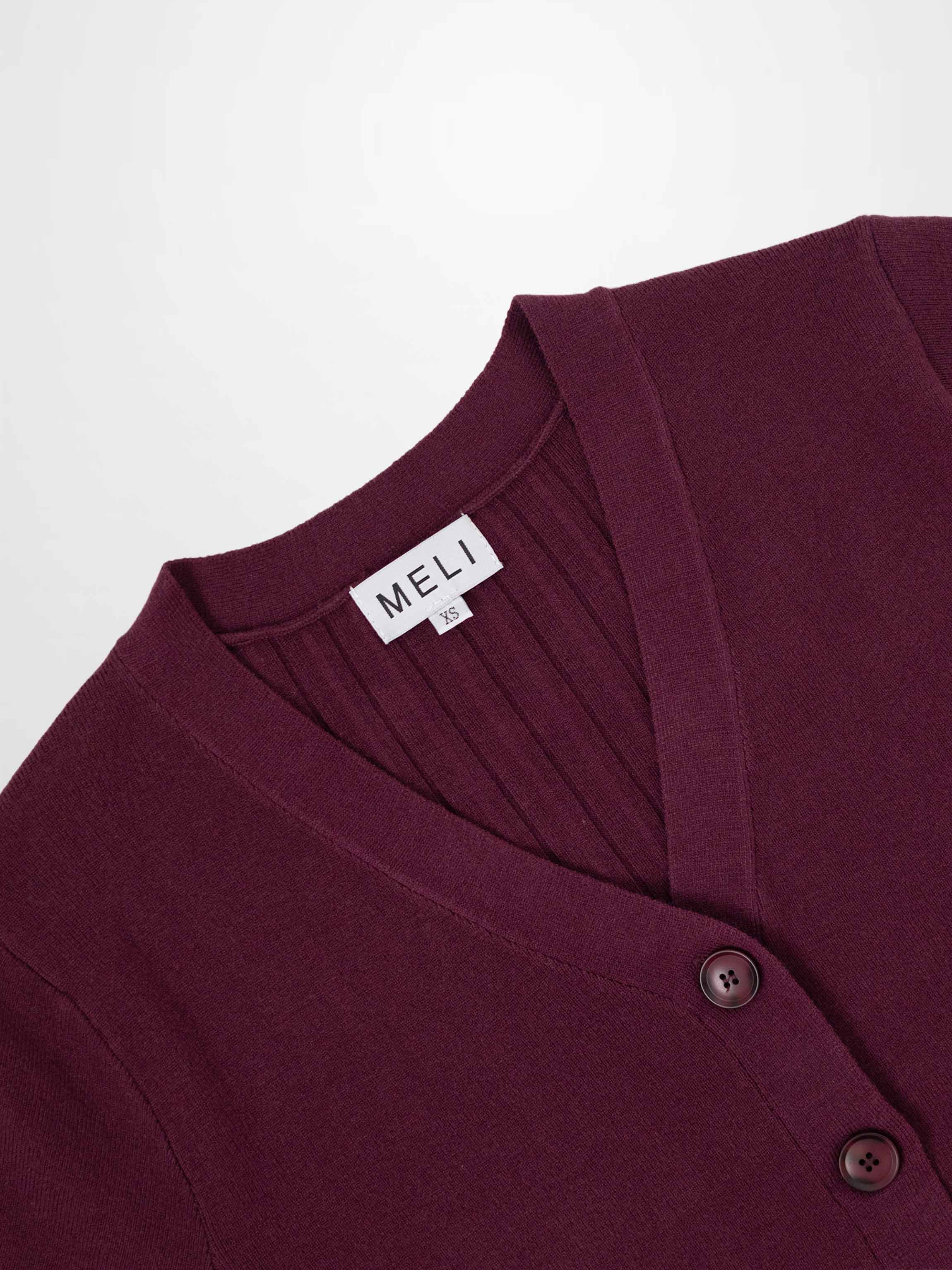 Back Wide Ribbed Cardigan Sweater-Burgundy