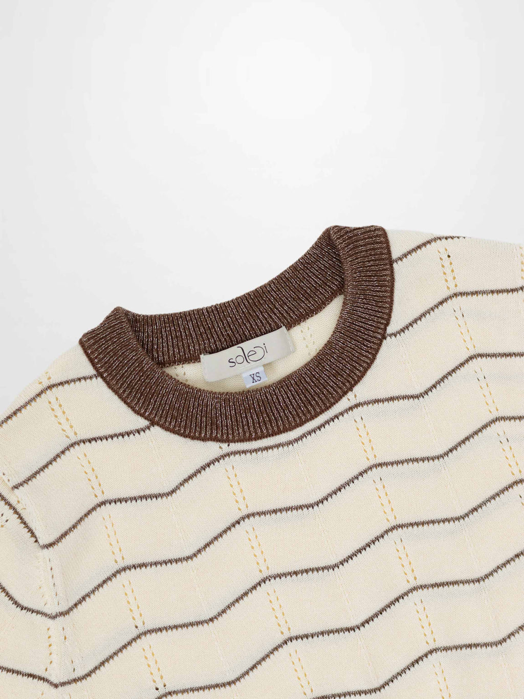 Lurex Striped Sweater-Cream/Brown