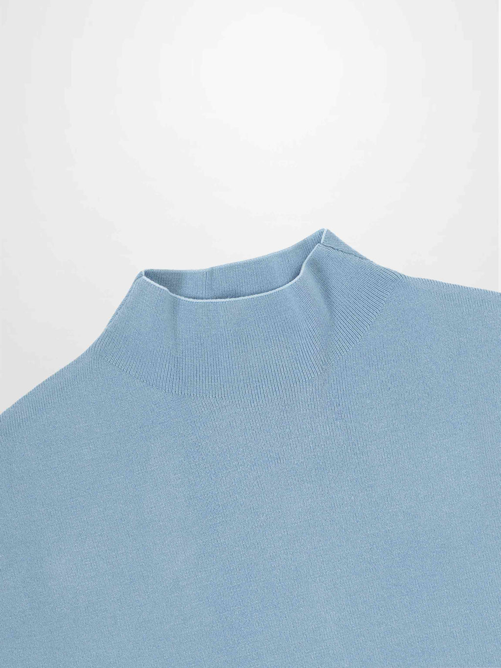 Mock Neck Thin Knit Sweater-Light Blue