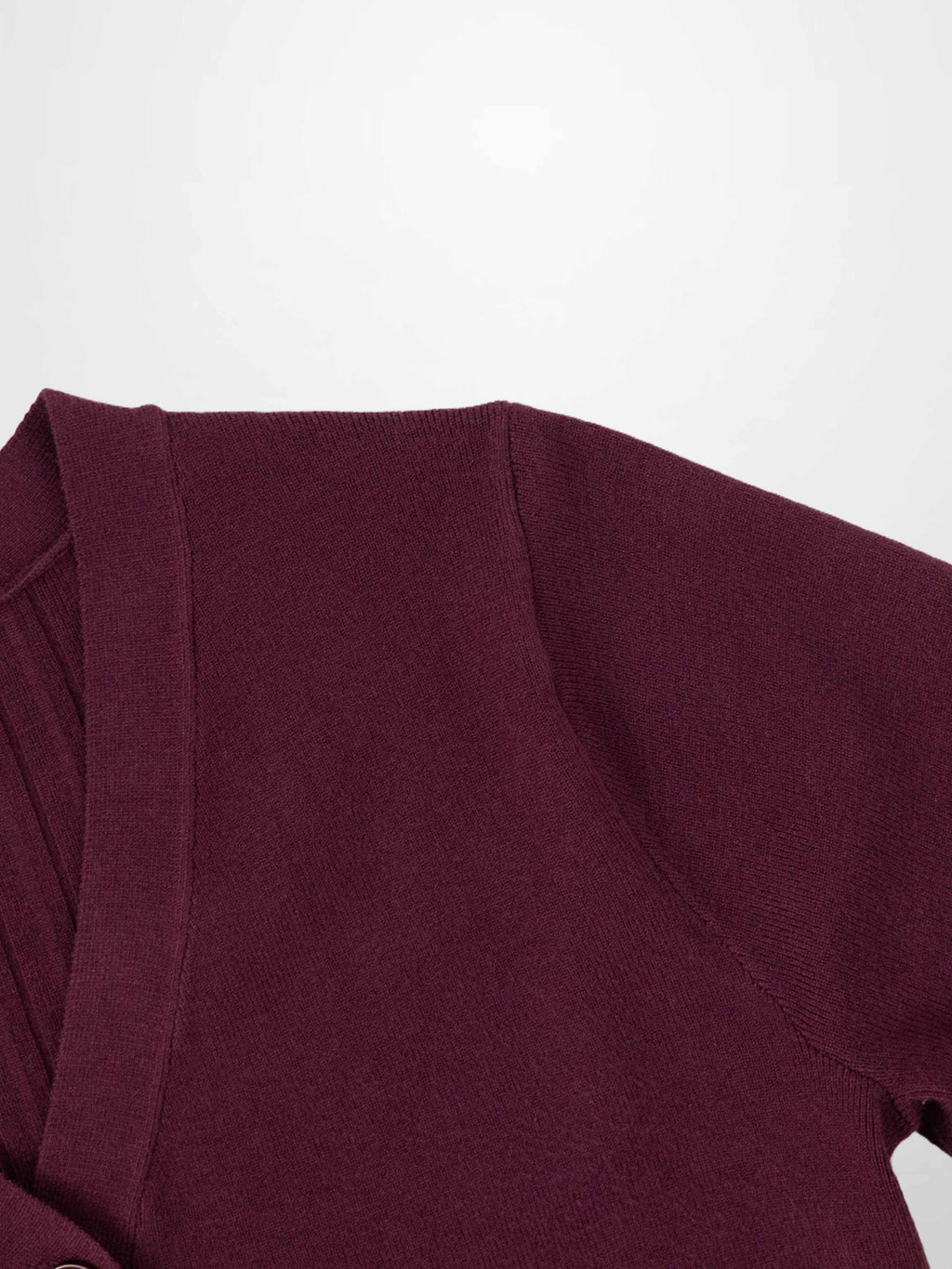 Back Wide Ribbed Cardigan Sweater-Burgundy