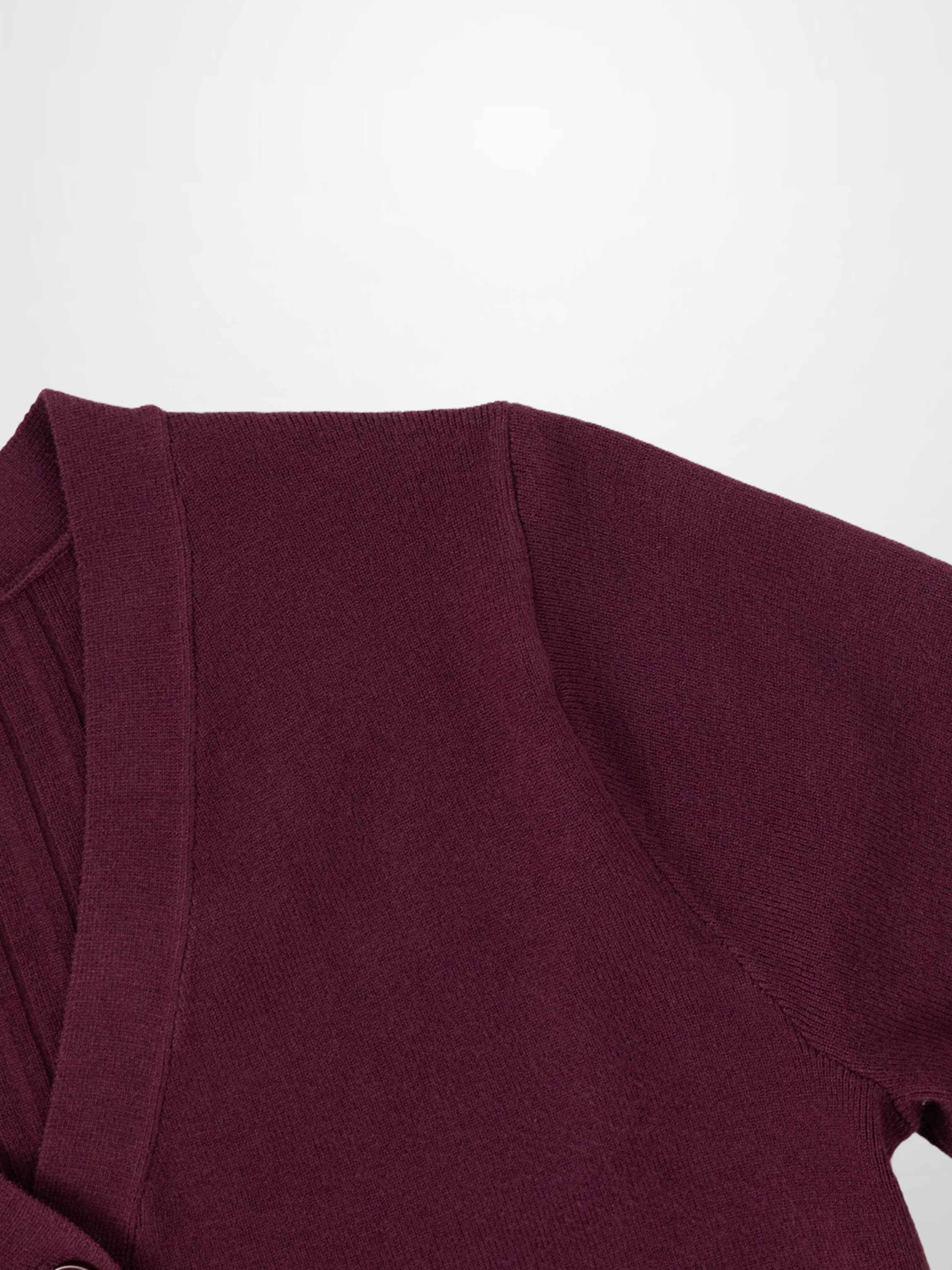 Back Wide Ribbed Cardigan Sweater-Burgundy