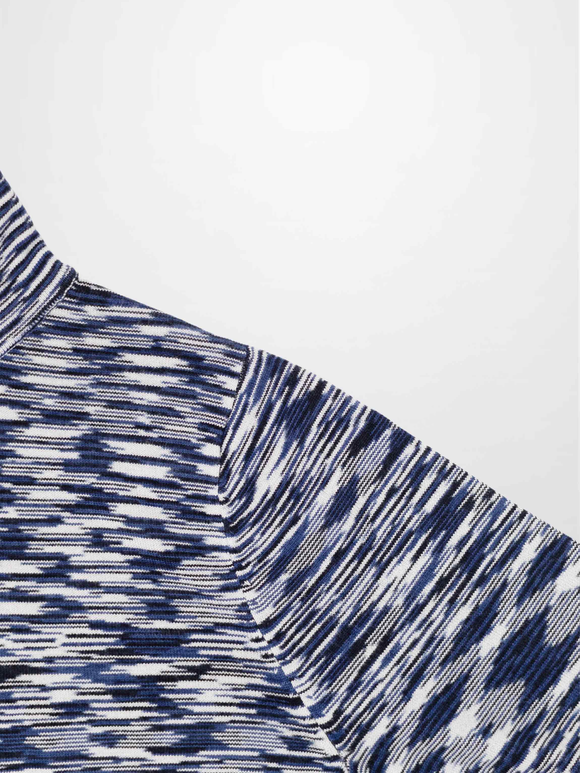 Abstract Stripe Knit Turtleneck-Navy