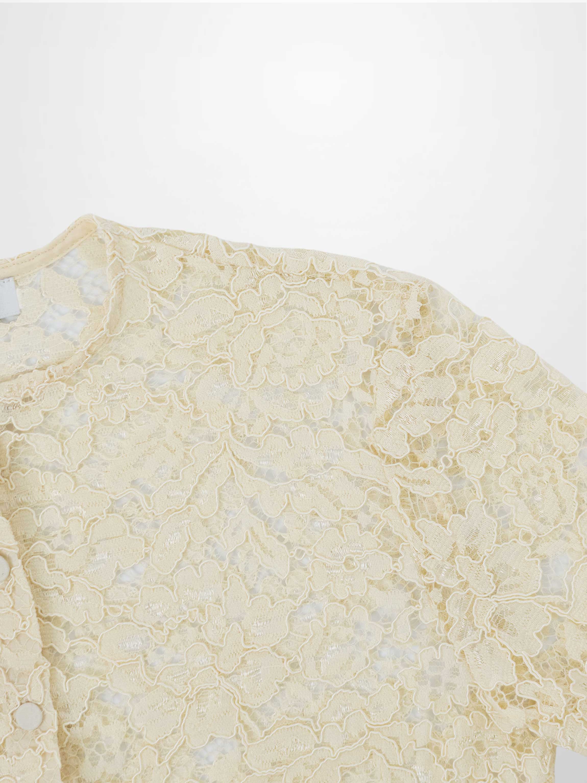 Lace Button Down Cardigan Top-Cream