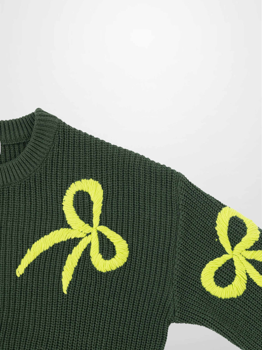 Bow Ribbon Sweater-Green/Lime