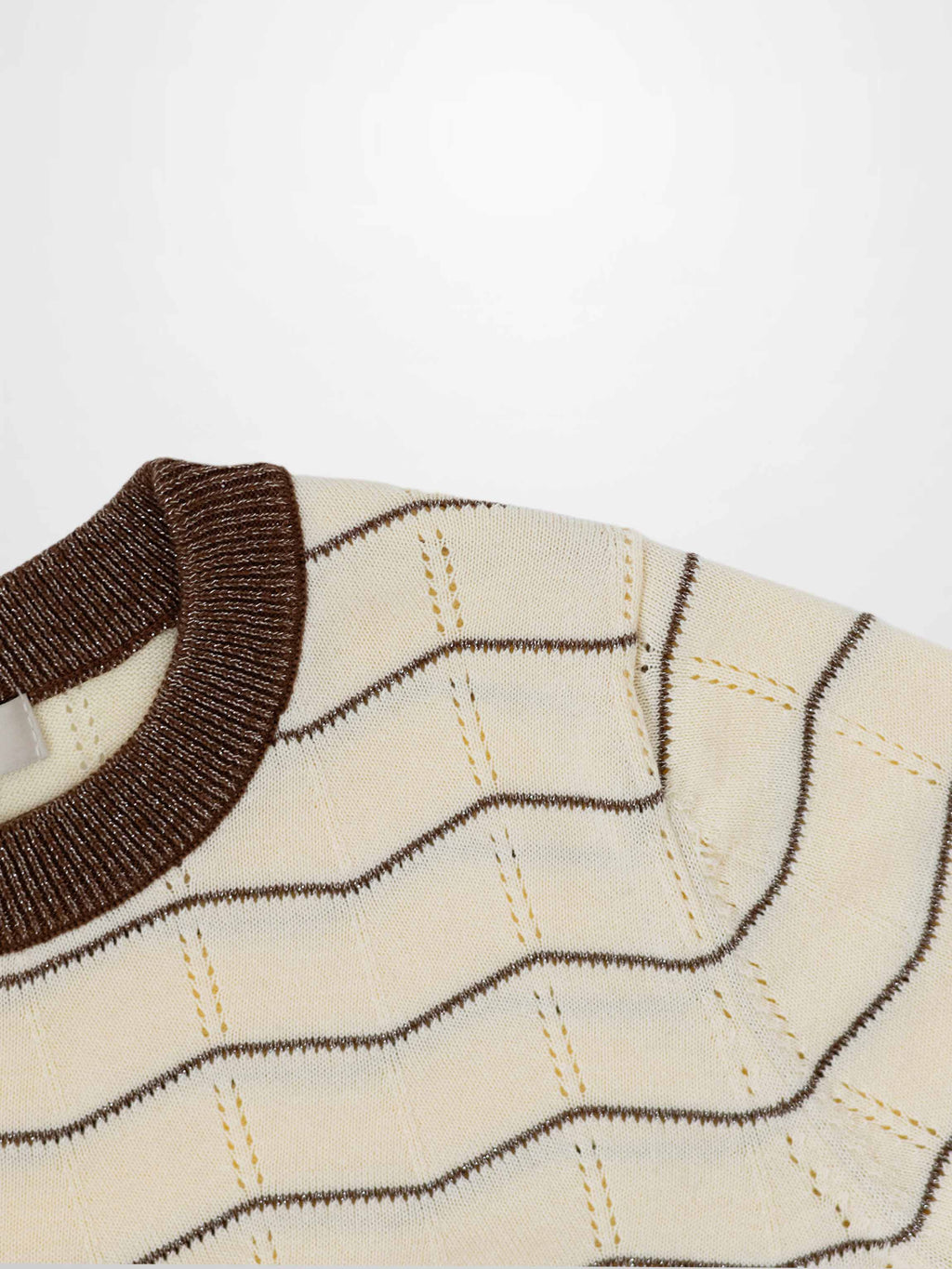 Lurex Striped Sweater-Cream/Brown