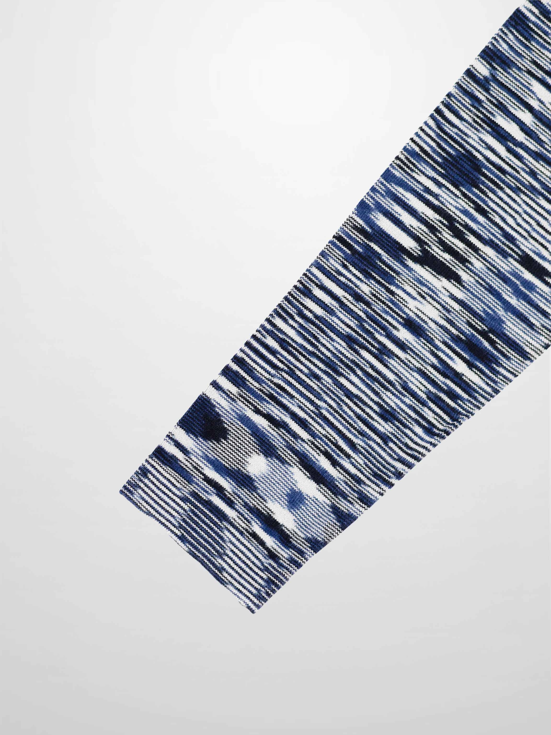 Abstract Stripe Knit Turtleneck-Navy