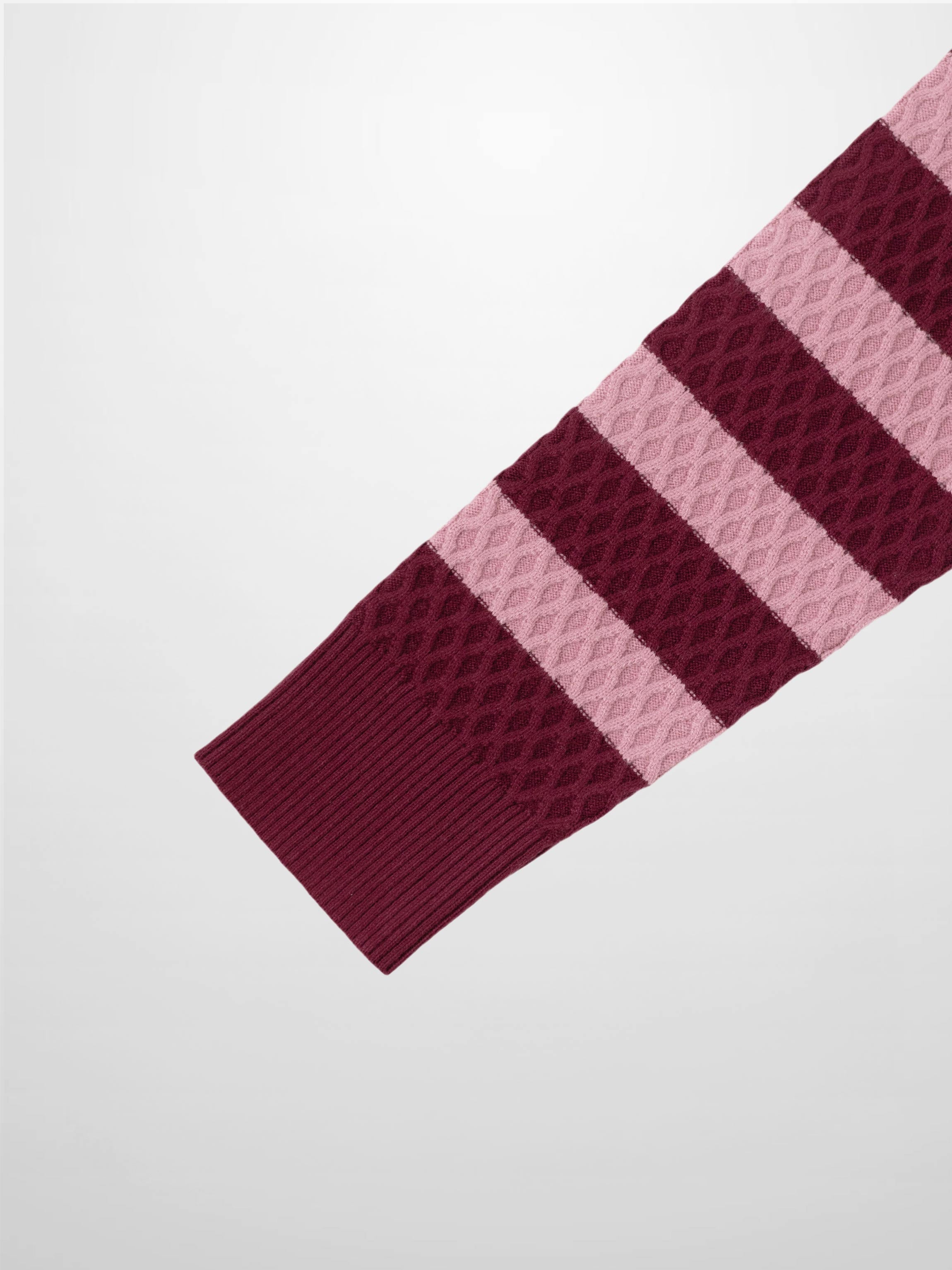 Laced Ruffle Collar Striped Sweater-Burgundy/Pink