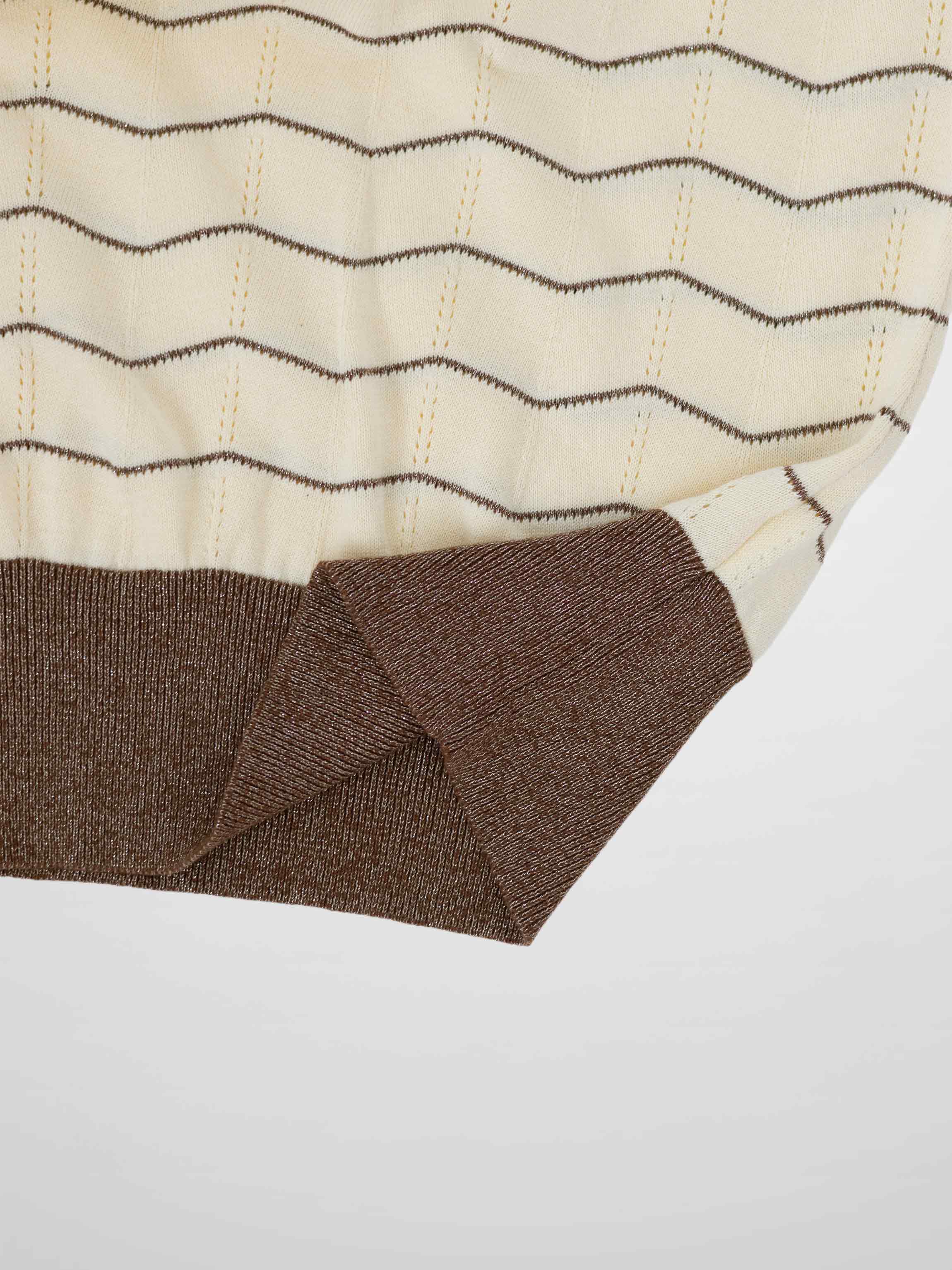 Lurex Striped Sweater-Cream/Brown