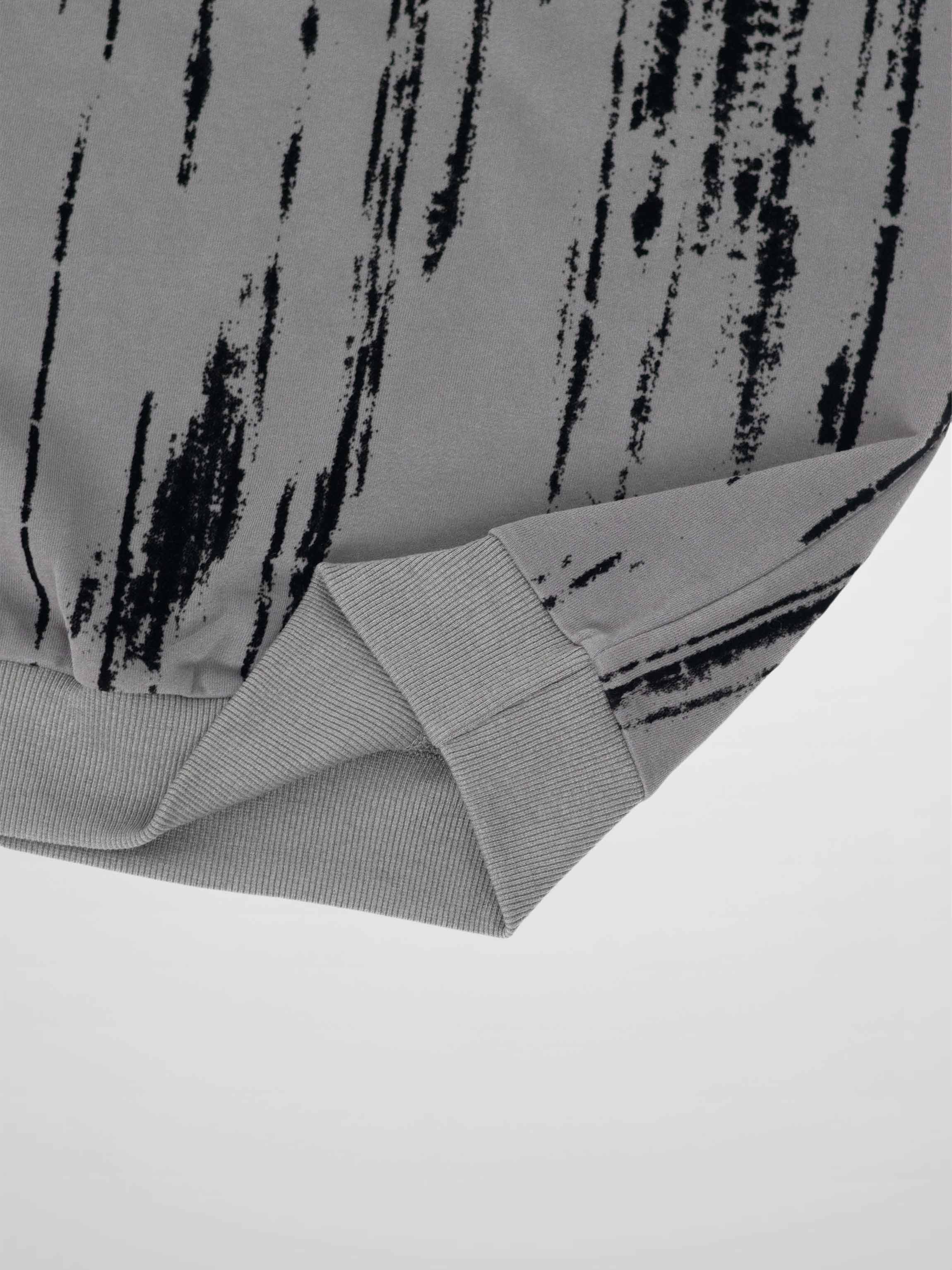 Tie Dye Splash Sweatshirt-Light Grey/Black