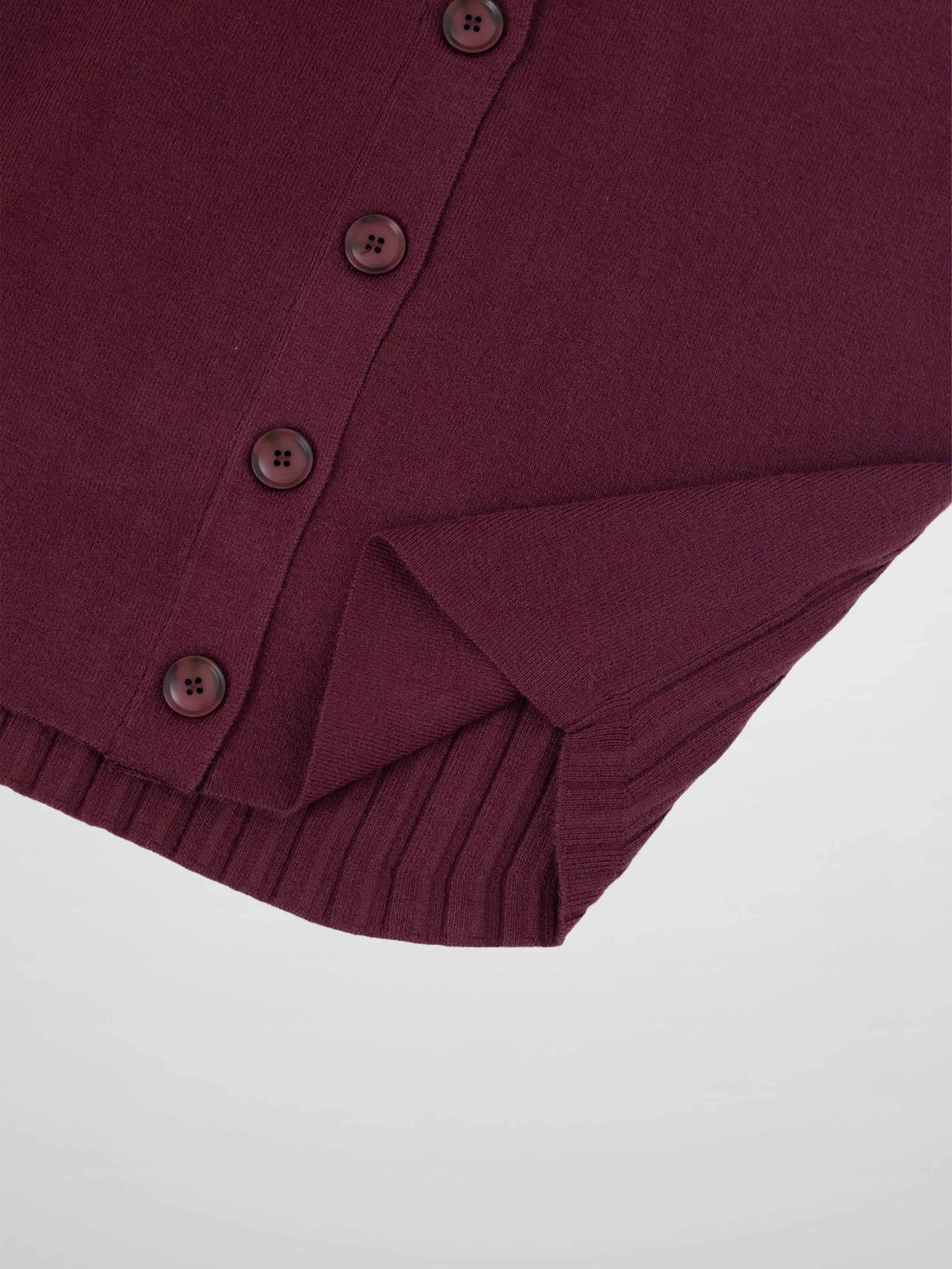 Back Wide Ribbed Cardigan Sweater-Burgundy