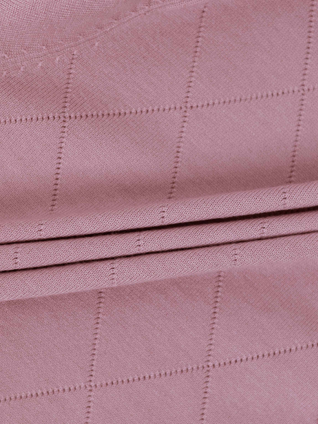 Velvet Detail Pointelle Crew Cardigan-Pink/Burgundy