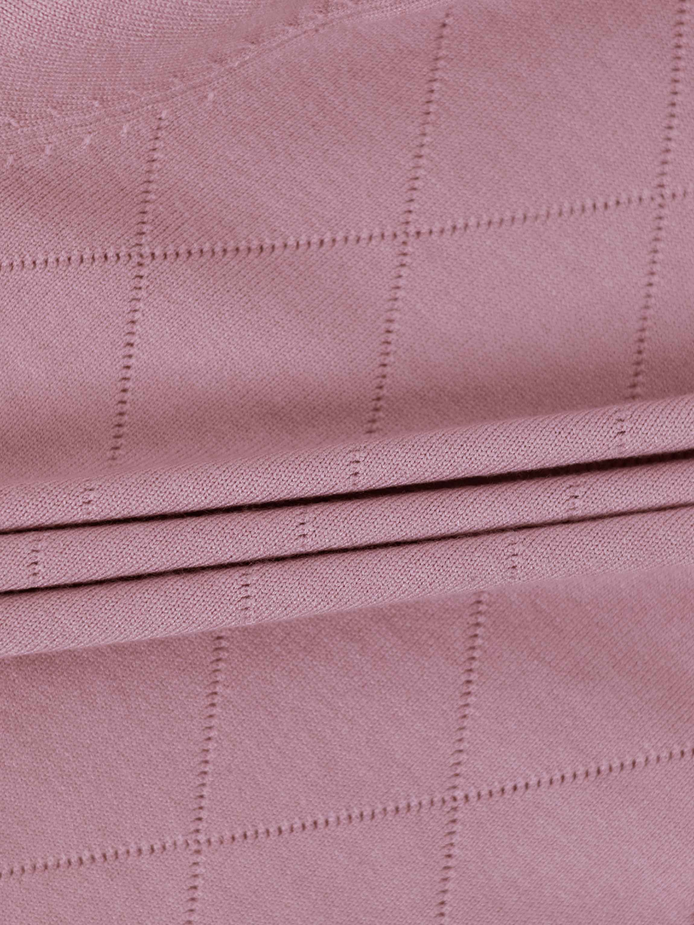 Velvet Detail Pointelle Crew Cardigan-Pink/Burgundy