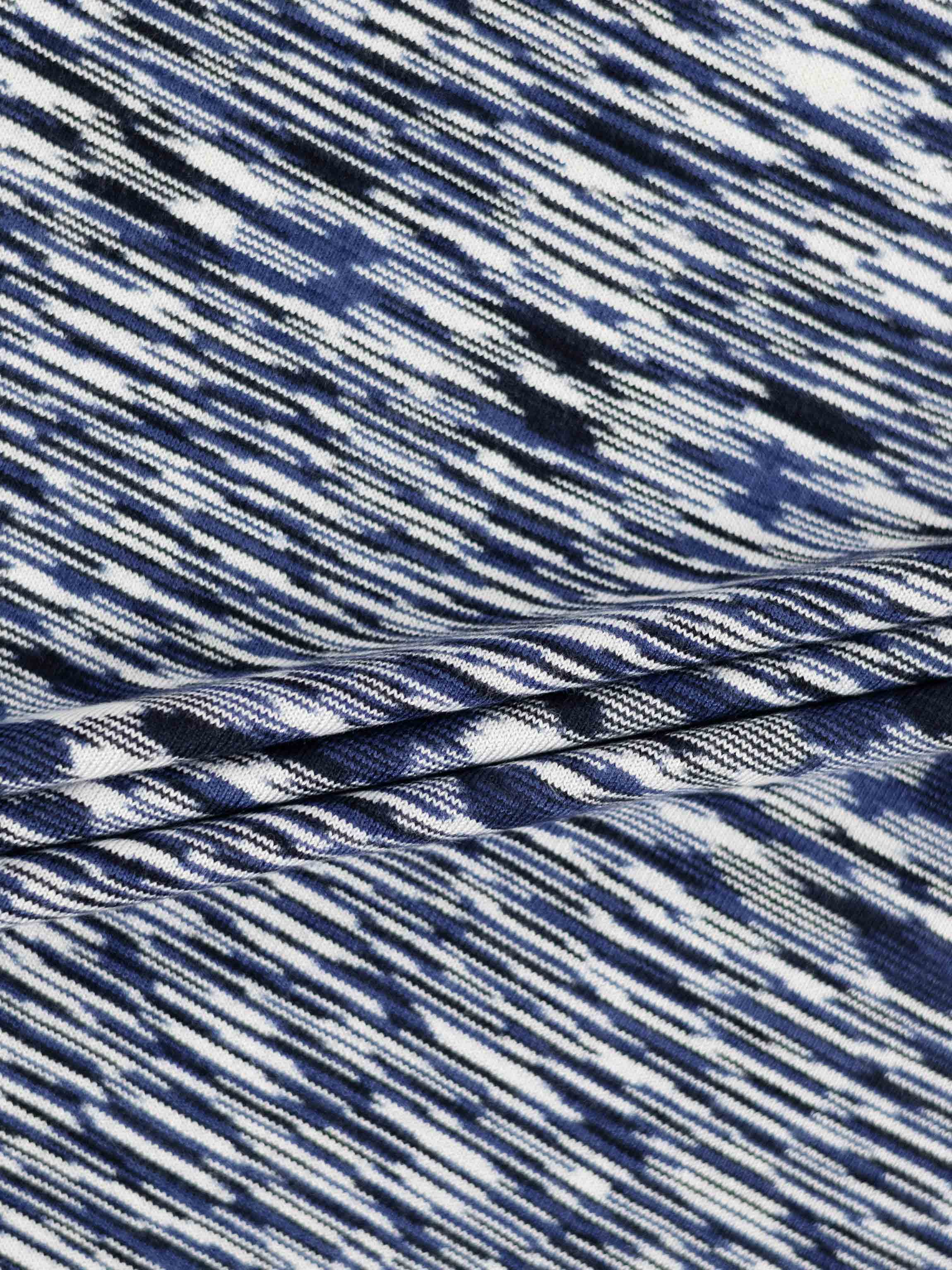 Abstract Stripe Knit Turtleneck-Navy