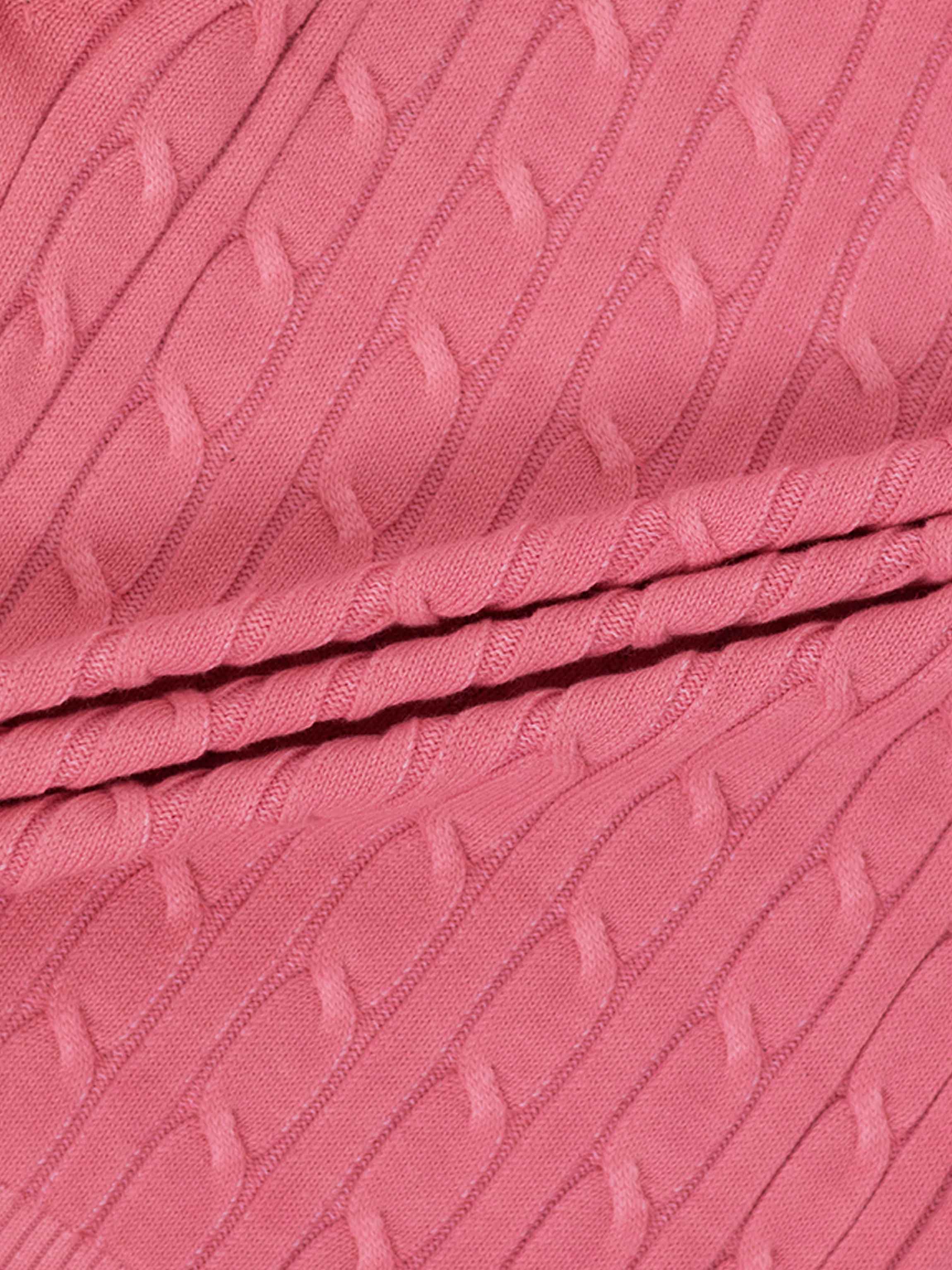 Printed Cable Sweater-Pink Flower