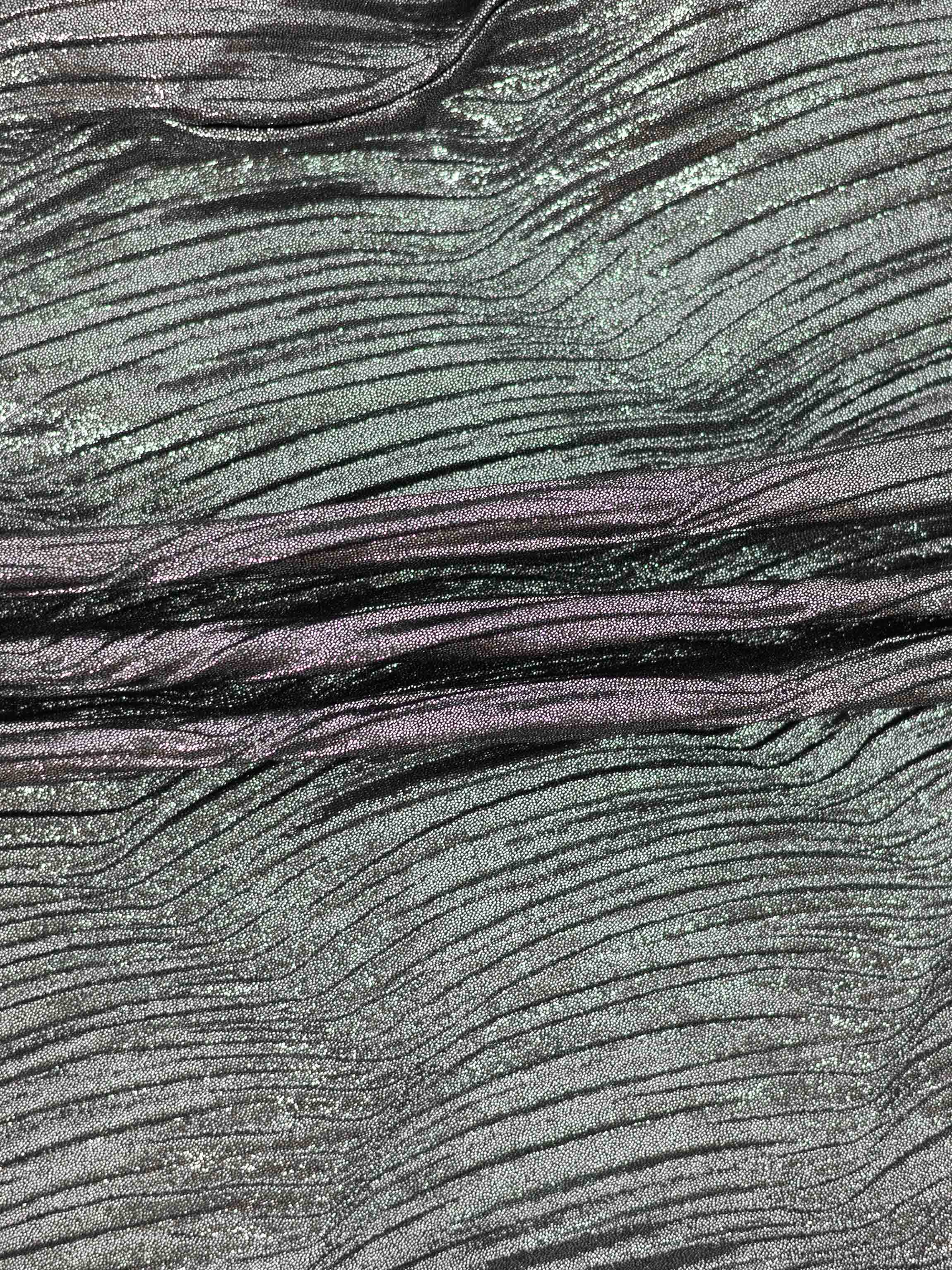 Shimmer Texture Bow Blouse-Black/Silver