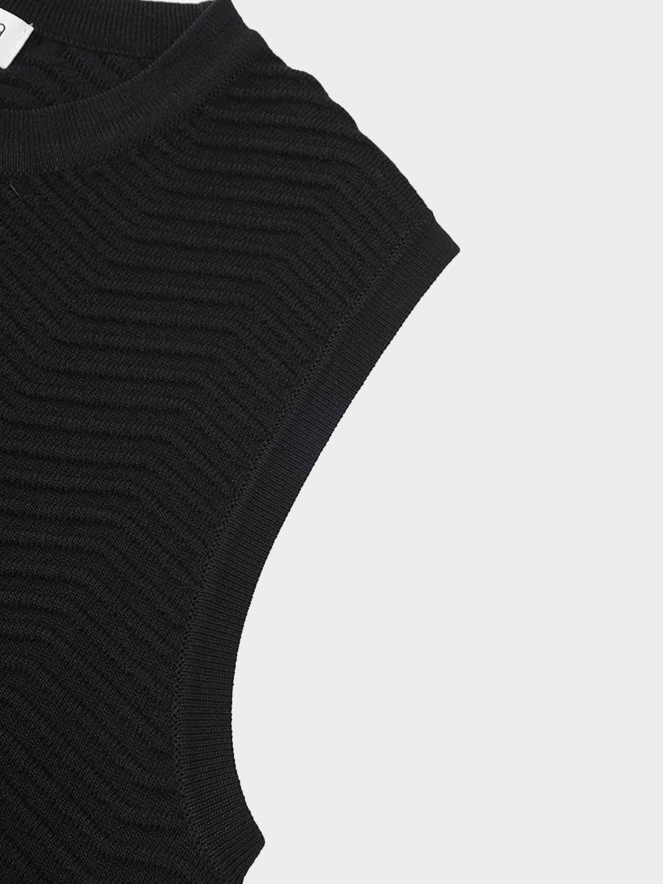 Wave Knit Slip Dress-Black
