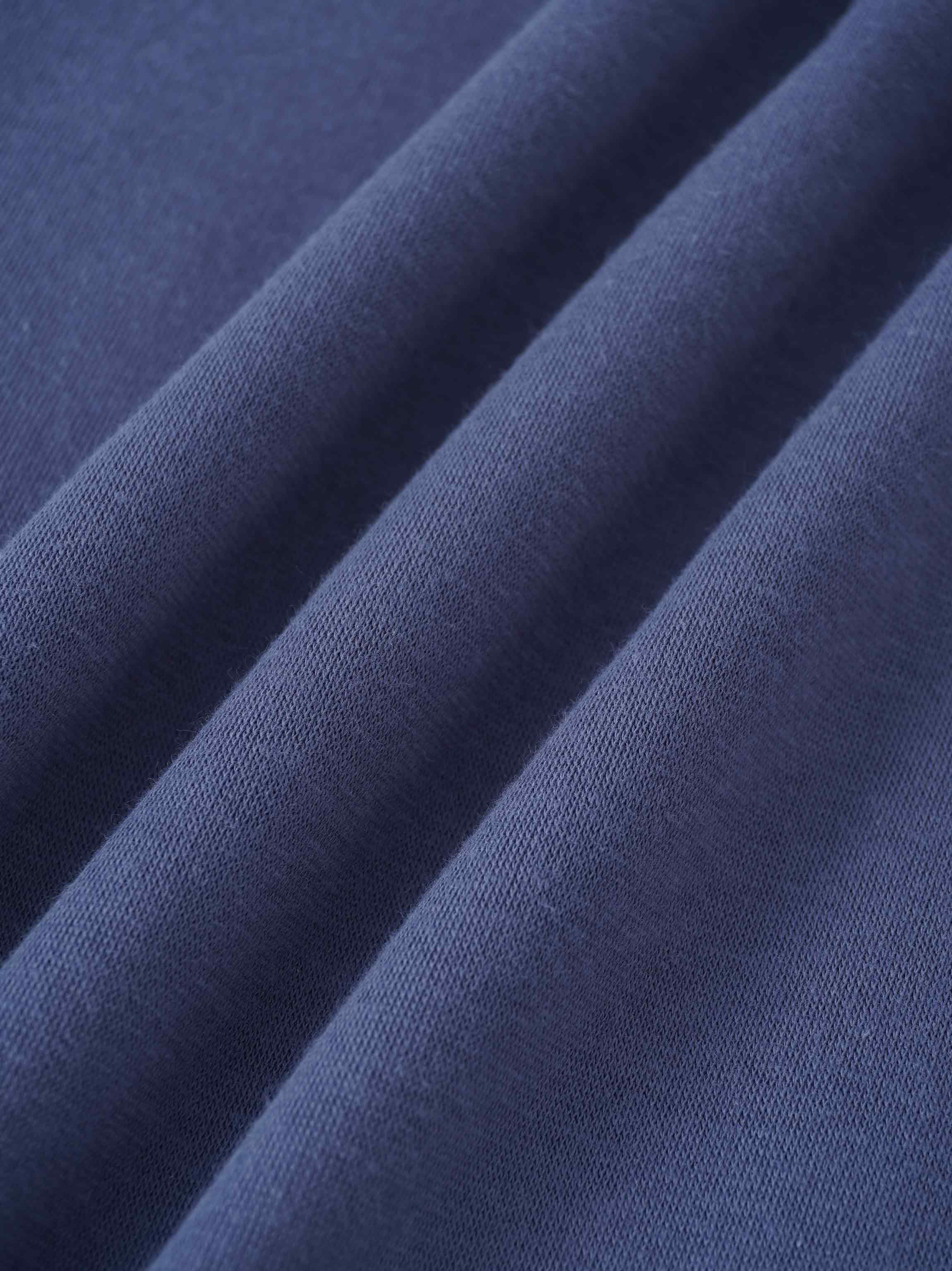 Striped High Neck Sweatshirt-Denim Blue/Black