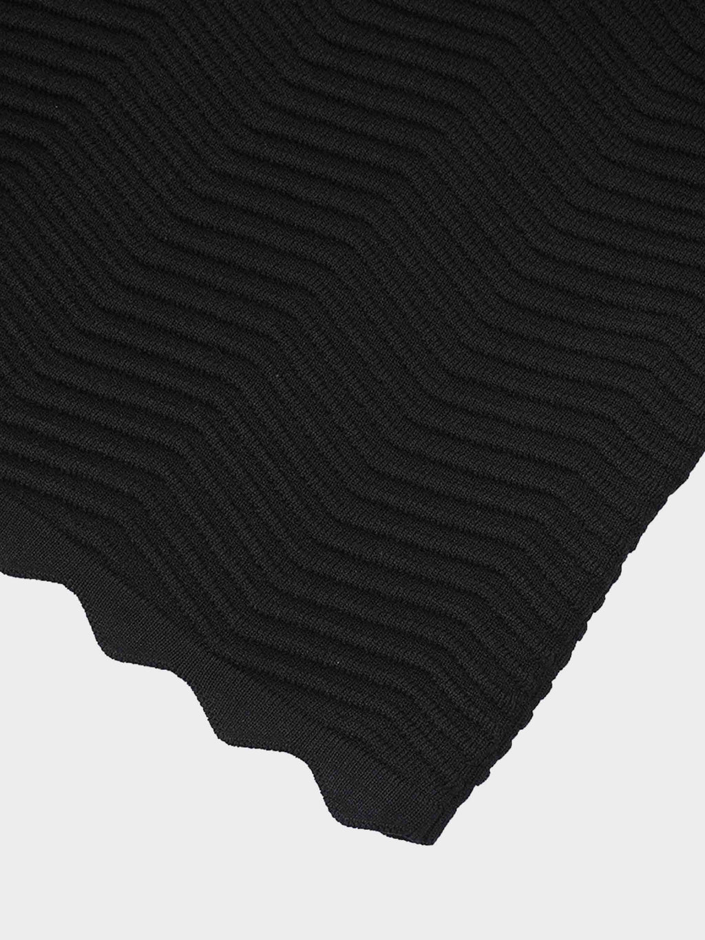Wave Knit Slip Dress-Black