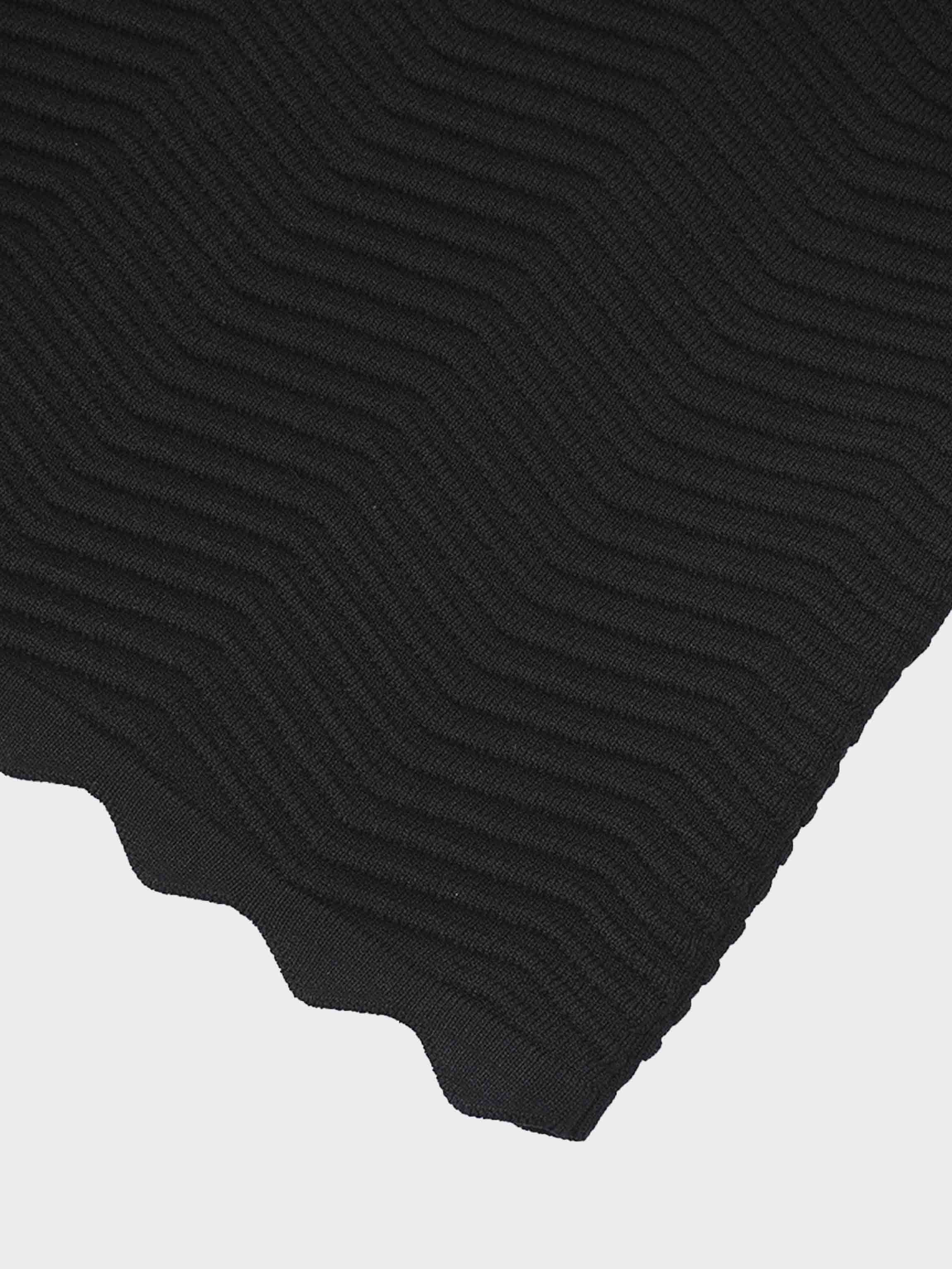 Wave Knit Slip Dress-Black