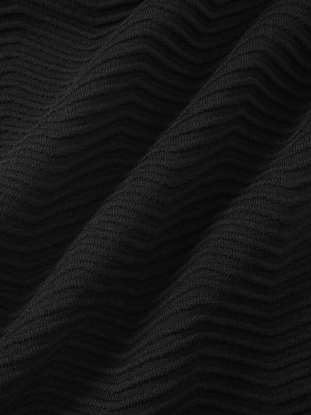 Wave Knit Slip Dress-Black