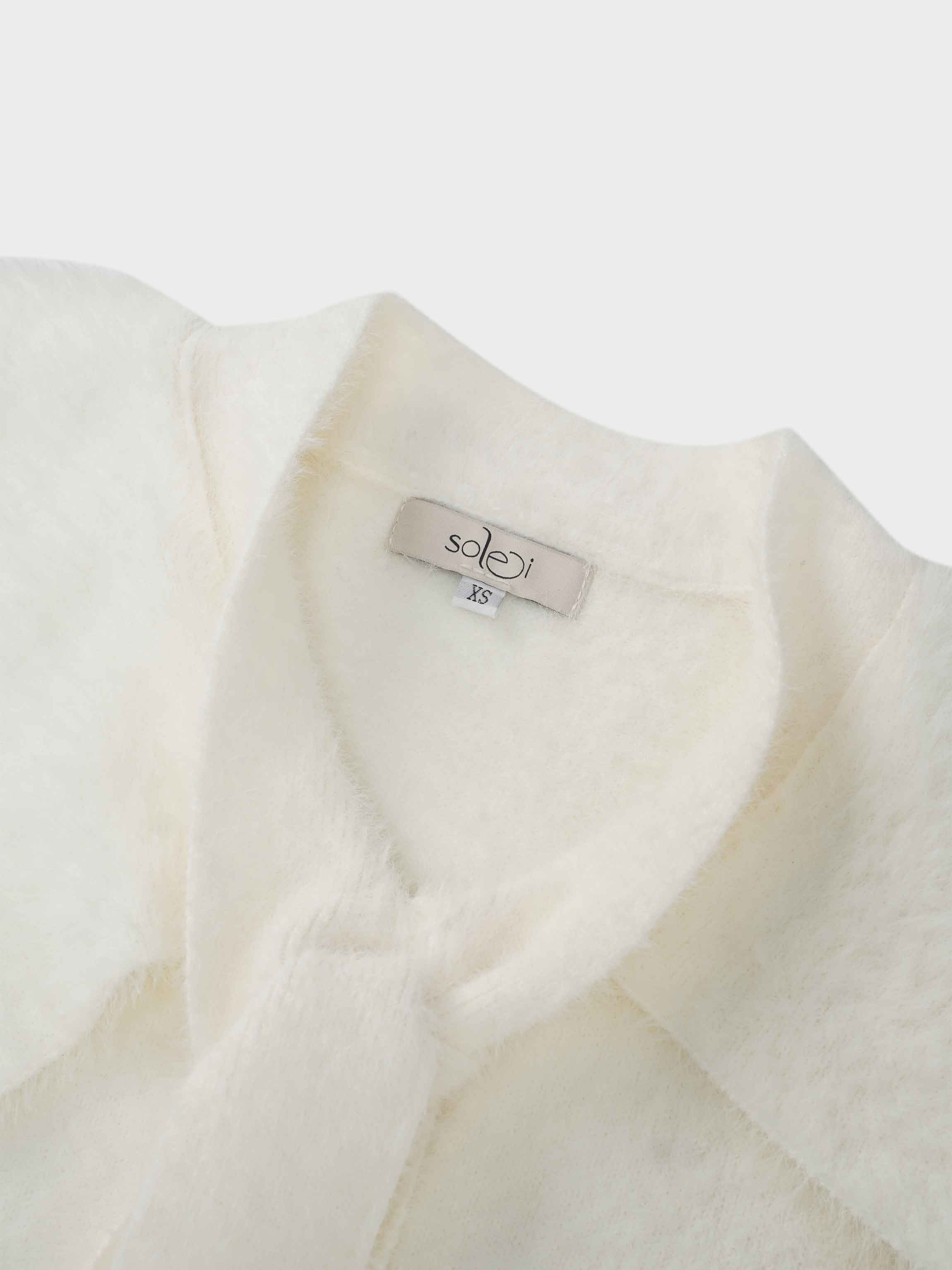 Mohair Shawl Collar Cardigan-Cream