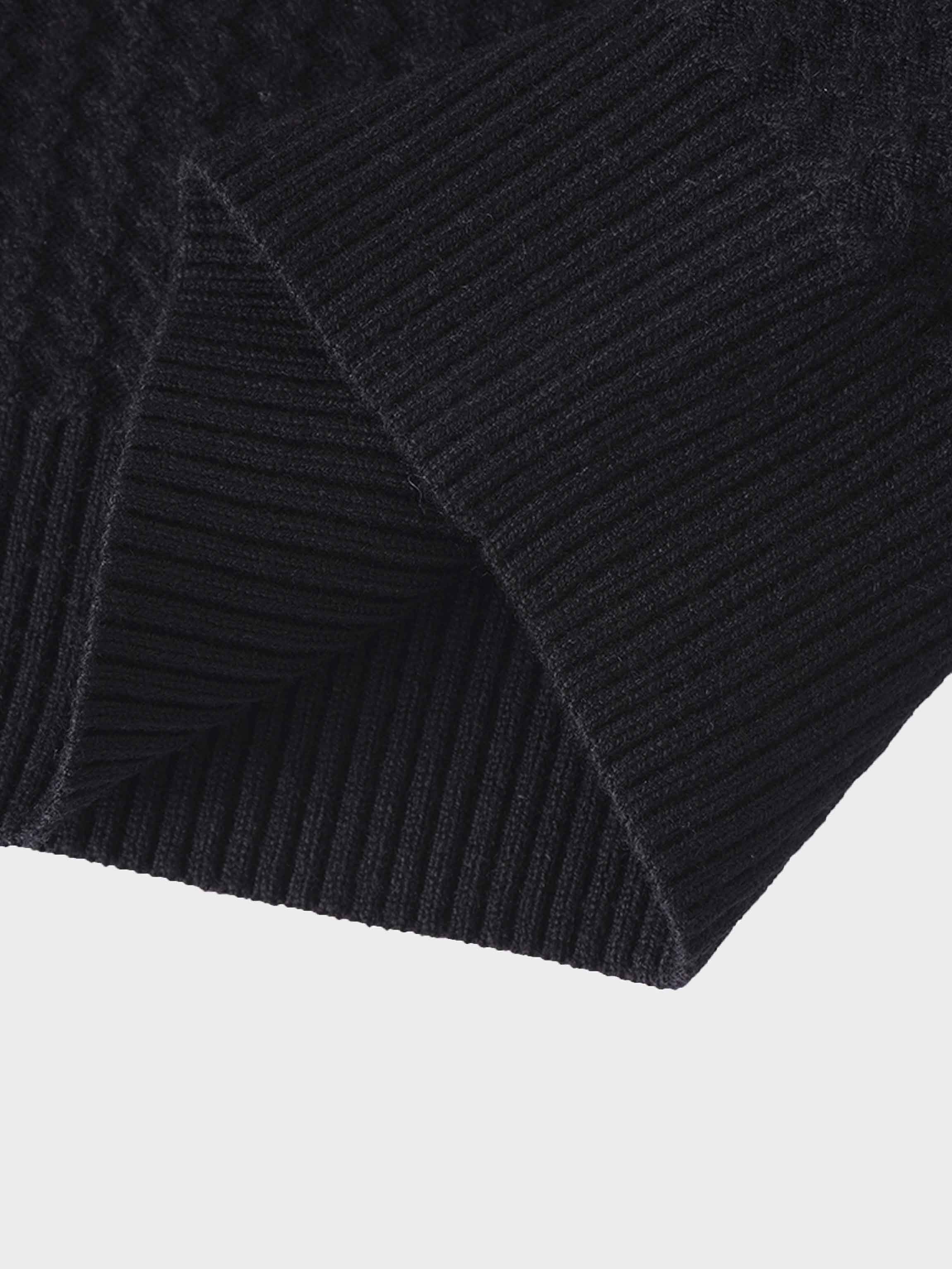 Waffle Wave Sweater- Solid Black