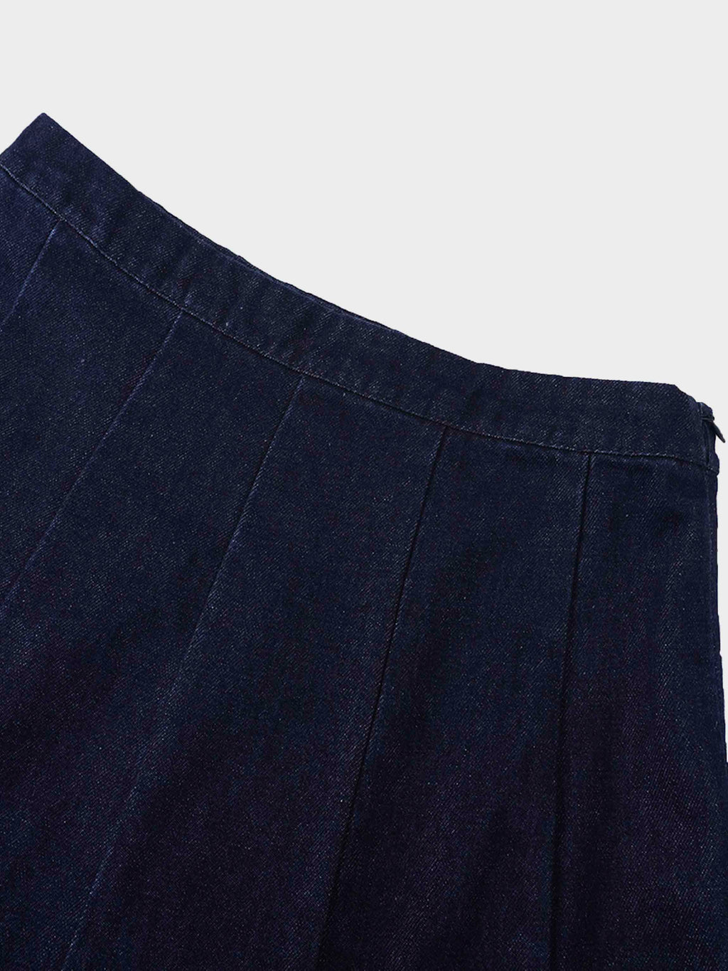 Tailored Seamed Denim Skirt-Blue
