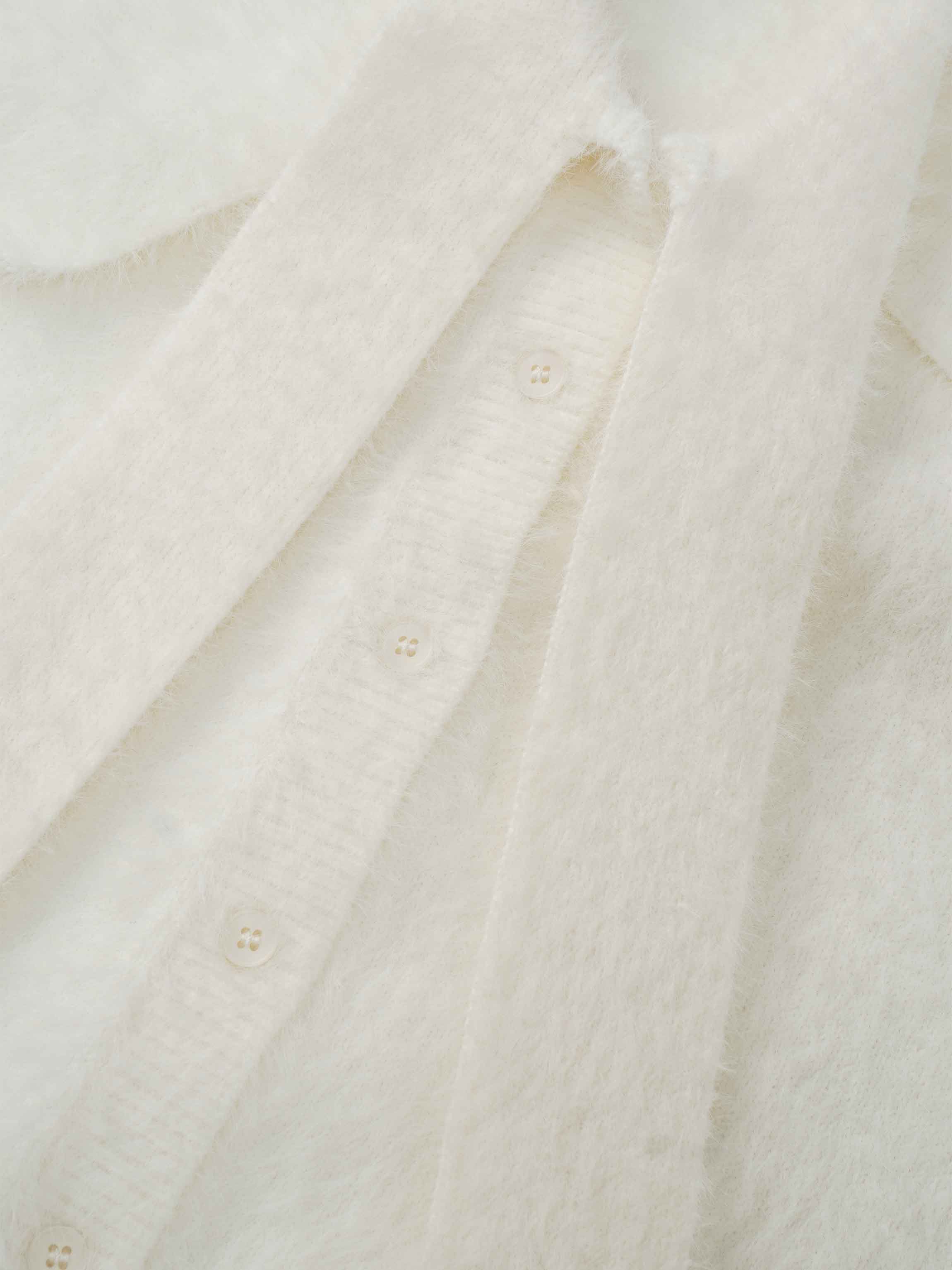Mohair Shawl Collar Cardigan-Cream