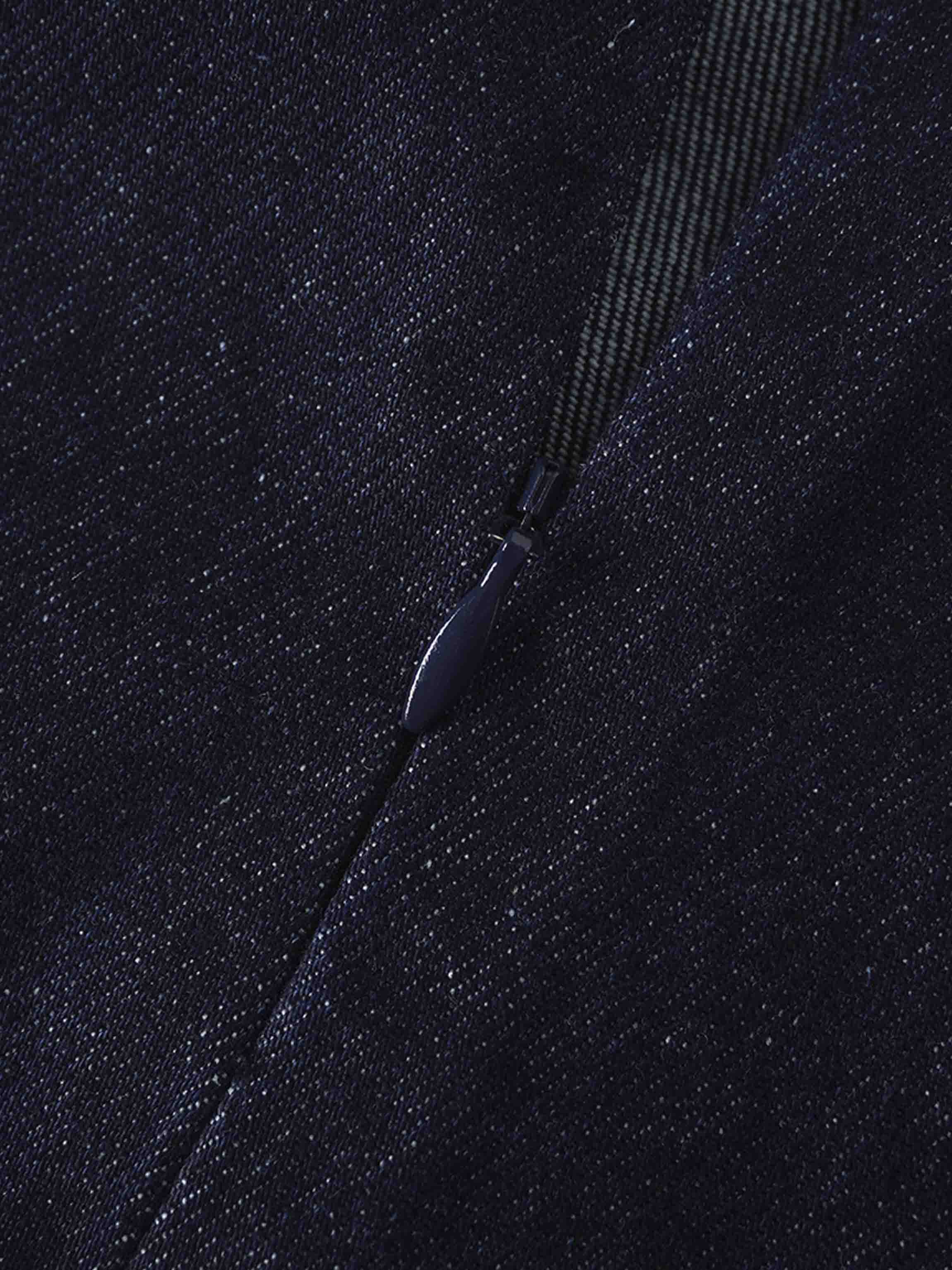 Tailored Seamed Denim Skirt-Blue